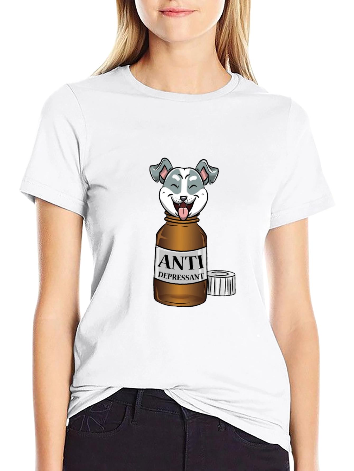 Black Anti Depressant Dog T-Shirt view 9