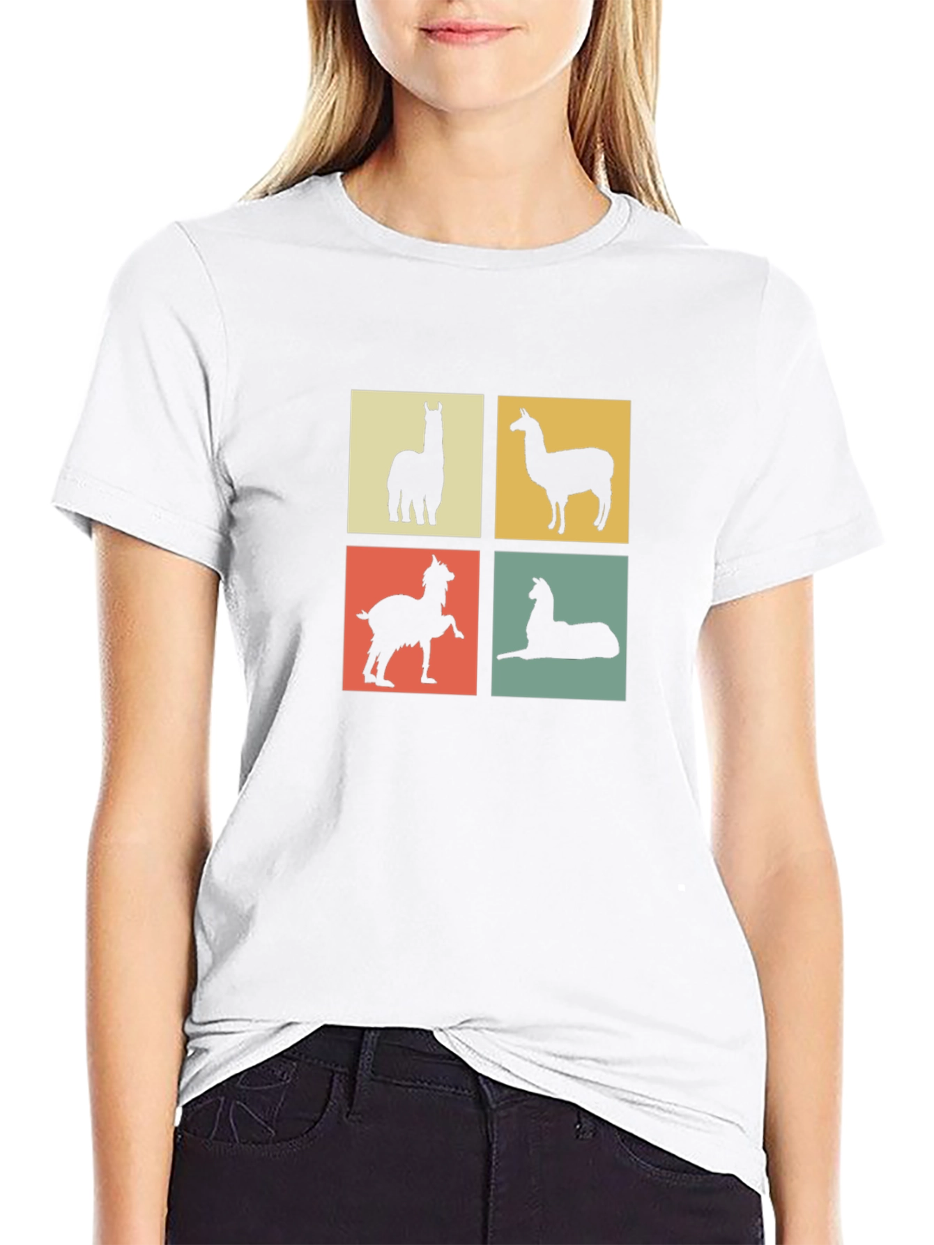 Black Llama Silhouette T-Shirt - Quirky Animal Tee view 9