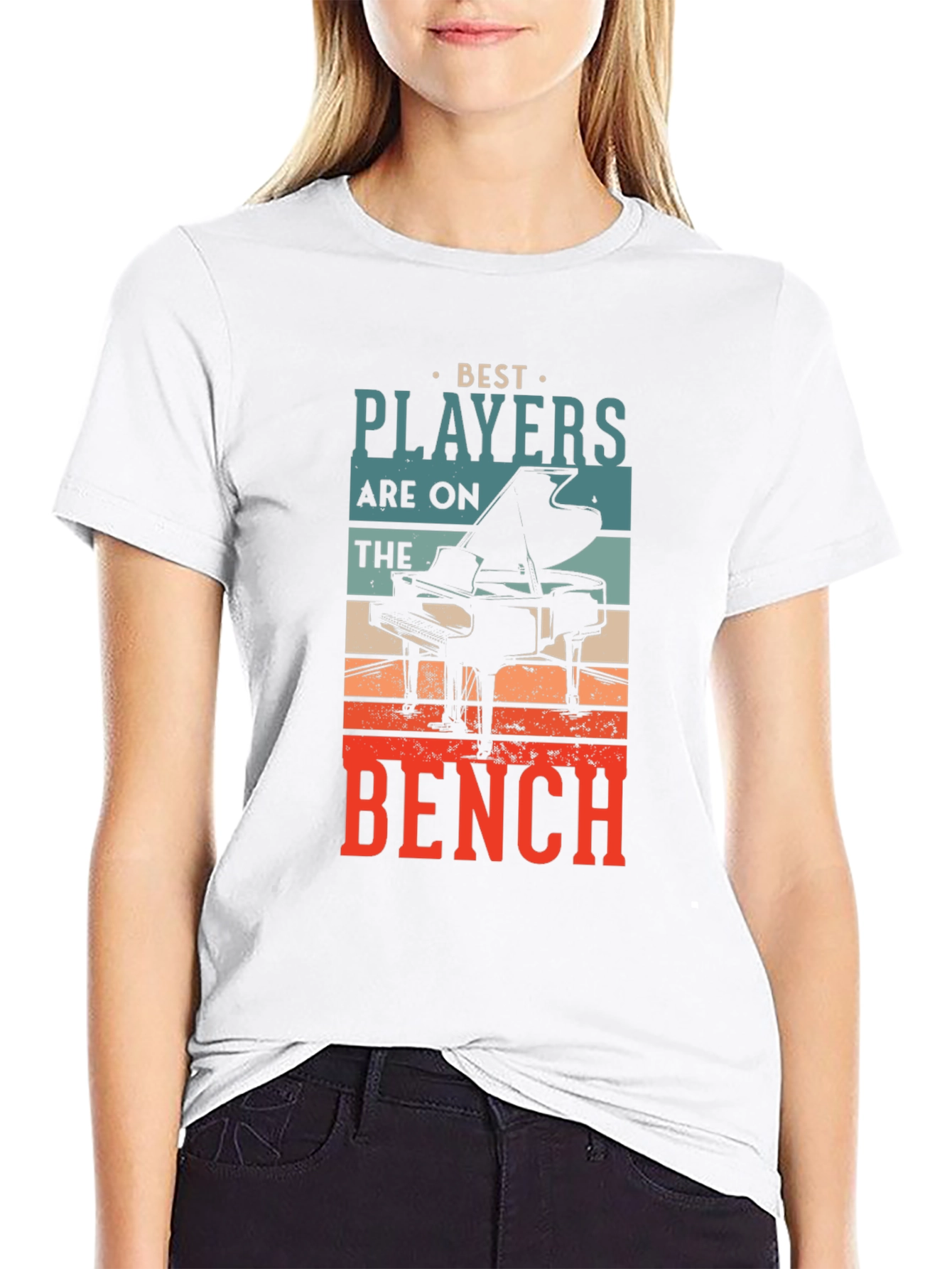 Black Piano Player Graphic T-Shirt: Best Players on the Bench view 9