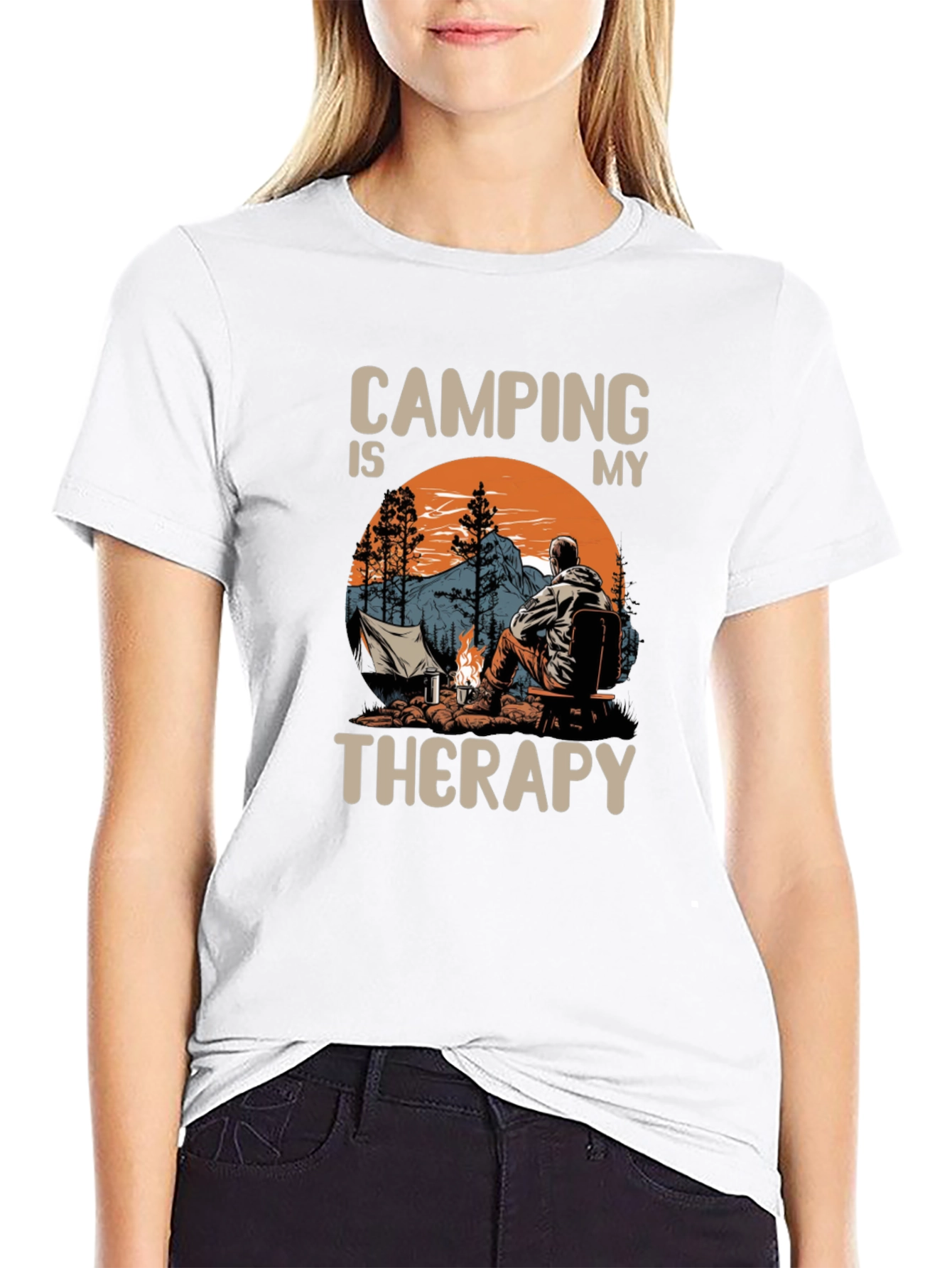 Black Camping is My Therapy Graphic T-Shirt view 9