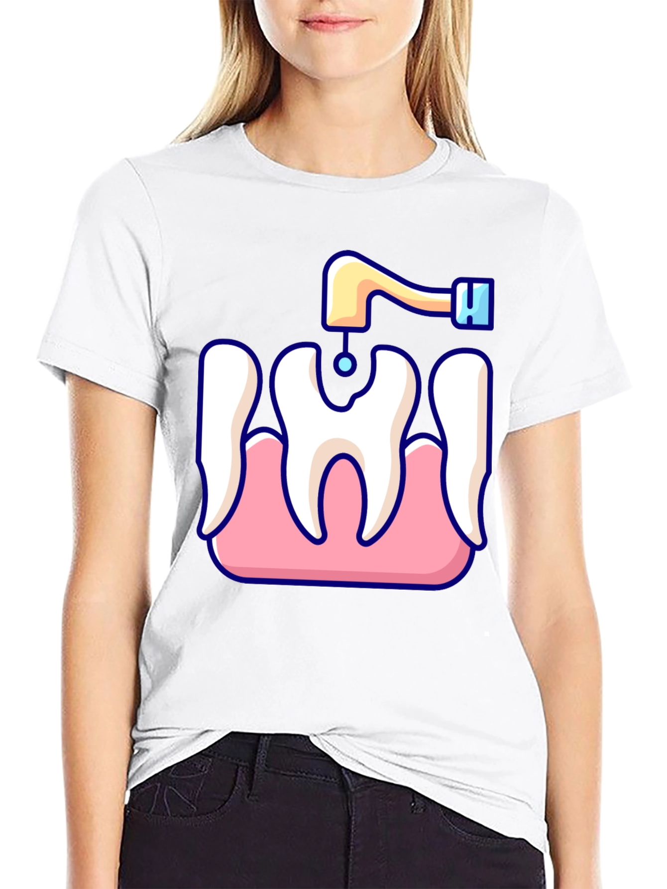 Black Dentist Tool T-Shirt - Funny Tooth Care Graphic Tee view 9