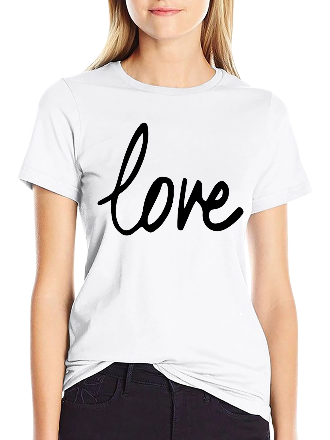 Black Love Script Graphic Black T-Shirt view 9