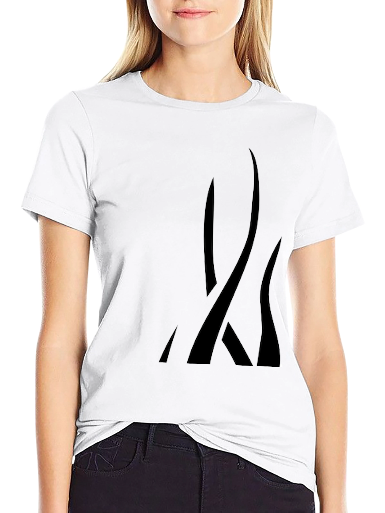 Black Modern Abstract Graphic Black T-Shirt view 9