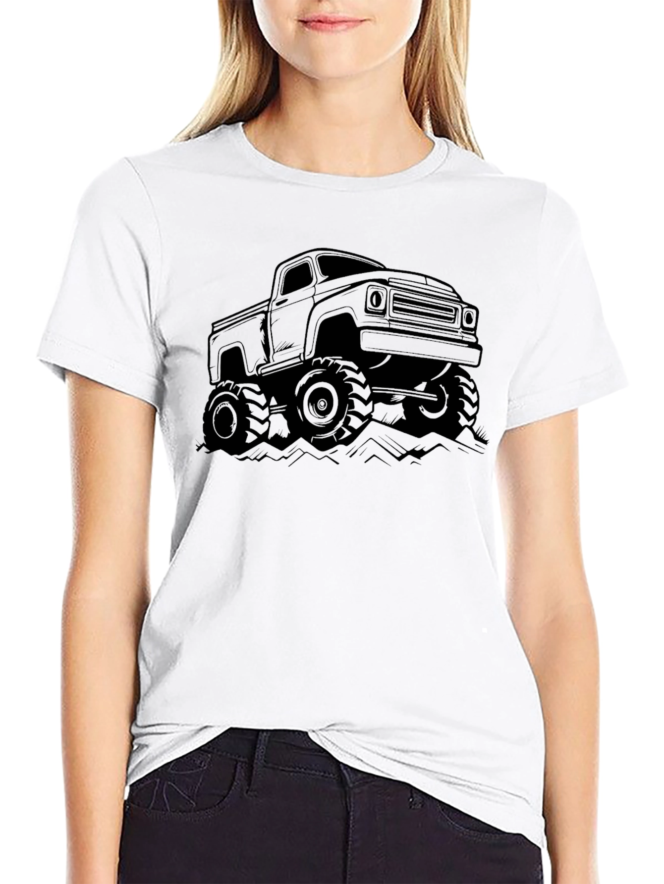 Black Monster Truck Graphic Tee - Black Cotton Blend view 9