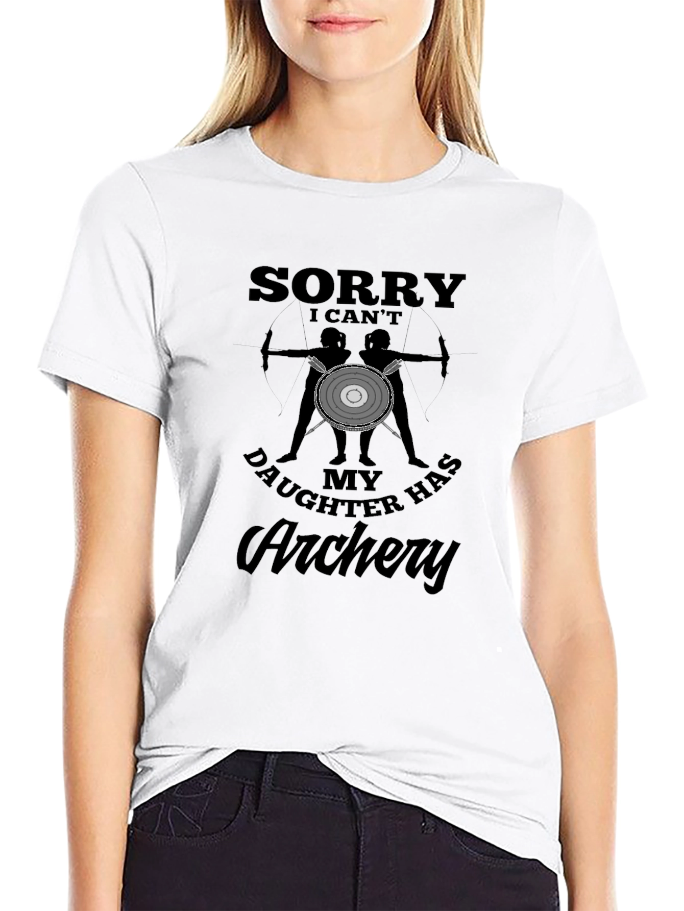 Black Archery Dad T-Shirt - My Daughter Has Archery! view 9