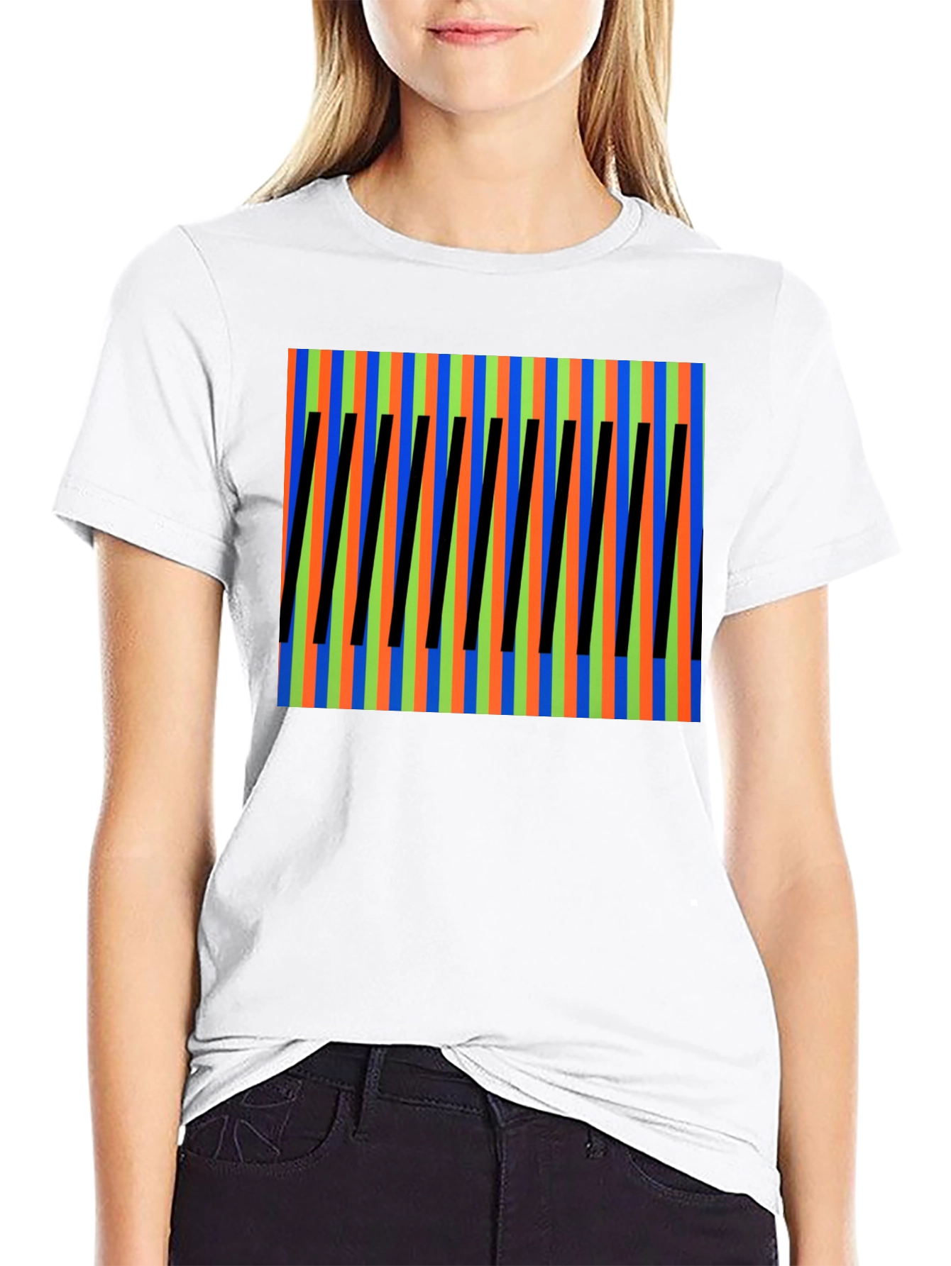 Black Abstract Pattern Tee - Bold Colors, Unique Design view 9