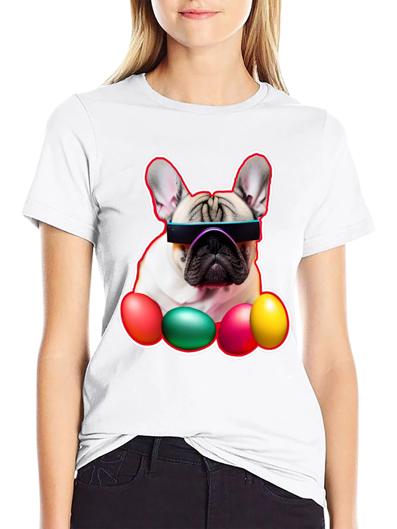 Camiseta Bulldog Francés con Huevos de Pascua