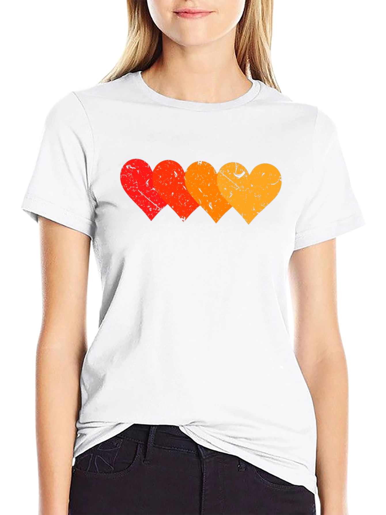 Black Retro Hearts Graphic T-Shirt - Stylish Black Tee view 9