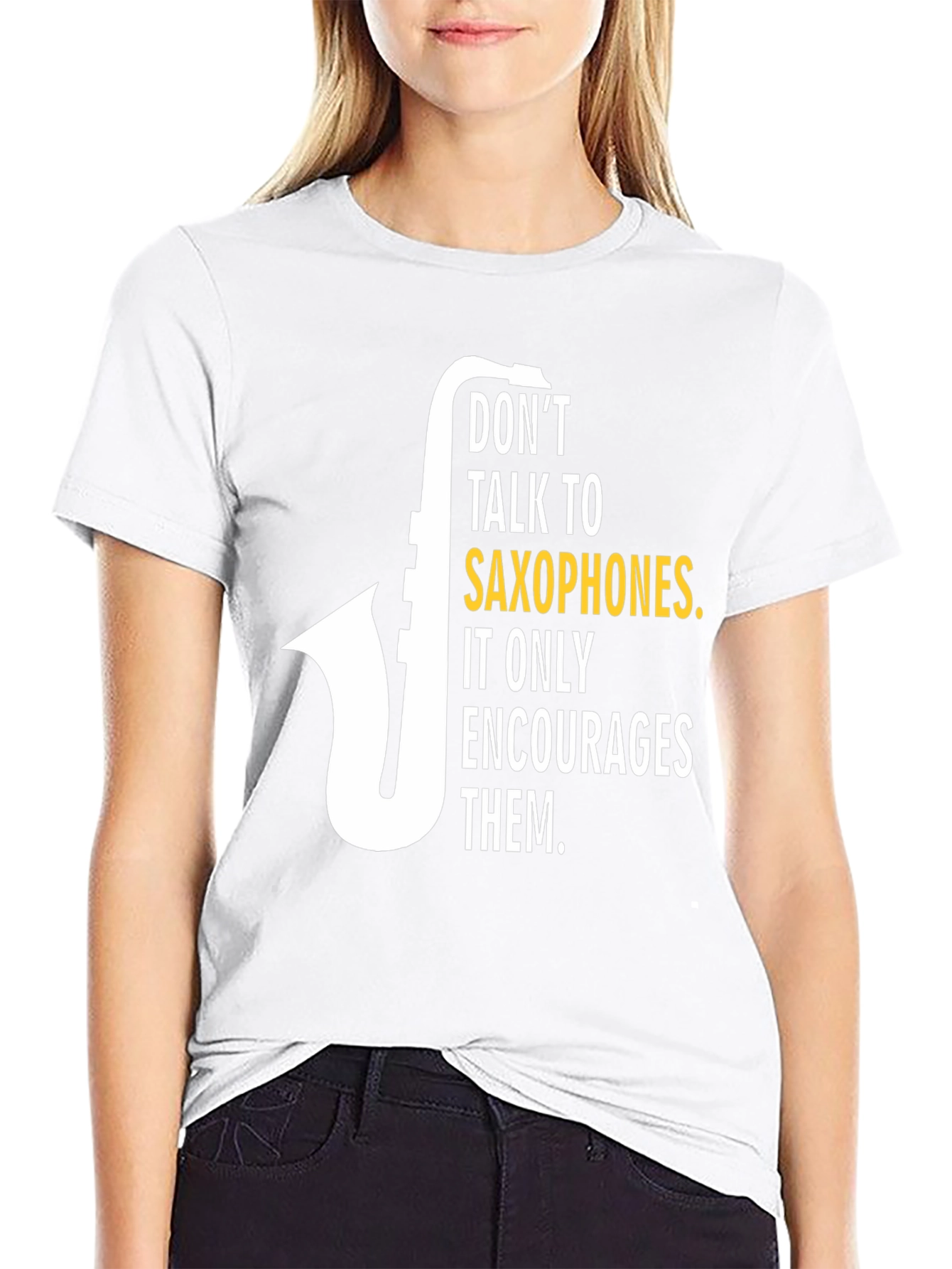 Black Saxophone Humor T-Shirt: Don't Talk to Saxophones! view 9