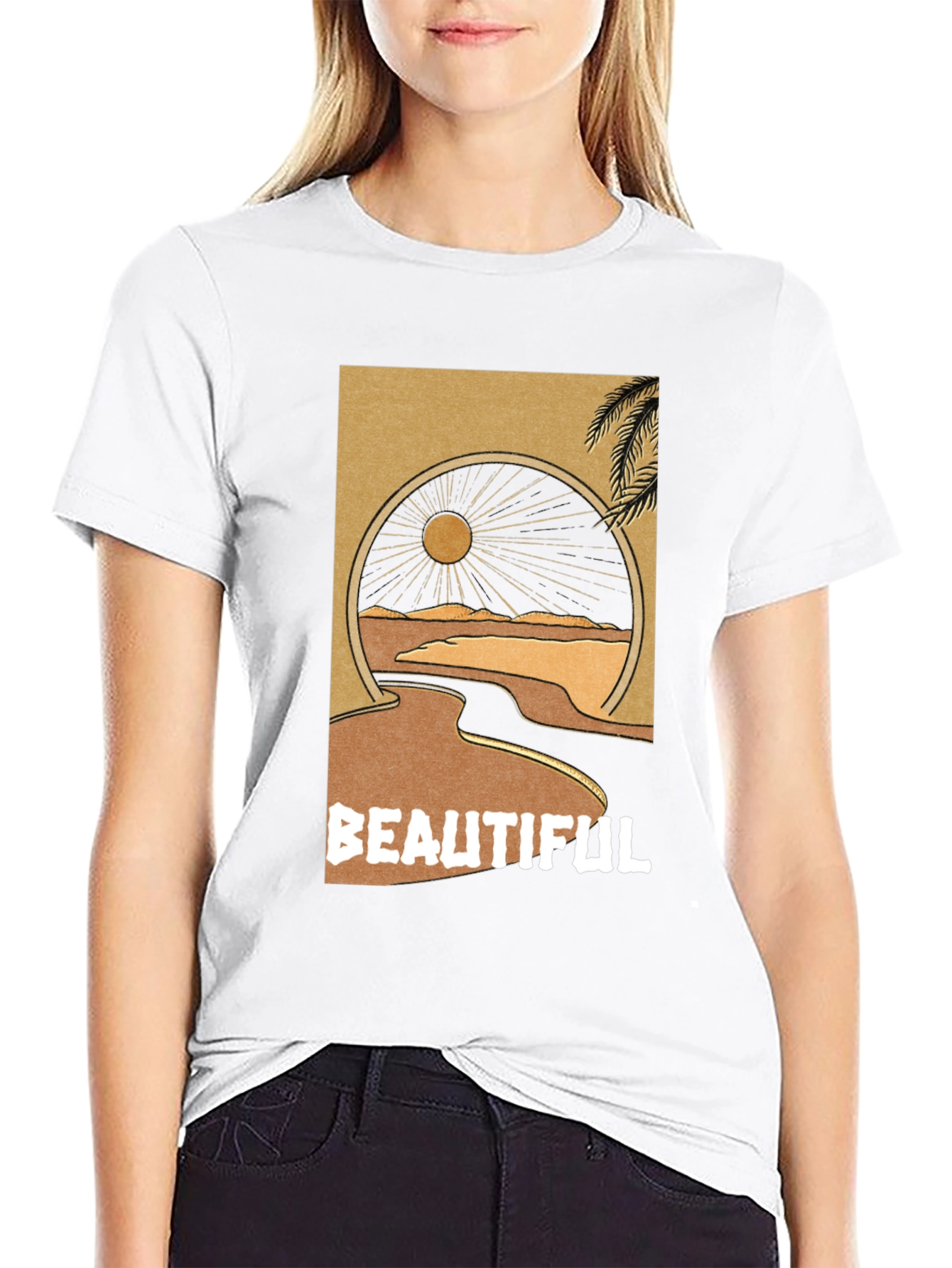 Black Beautiful Desert Graphic Tee - Men's Black T-Shirt view 9