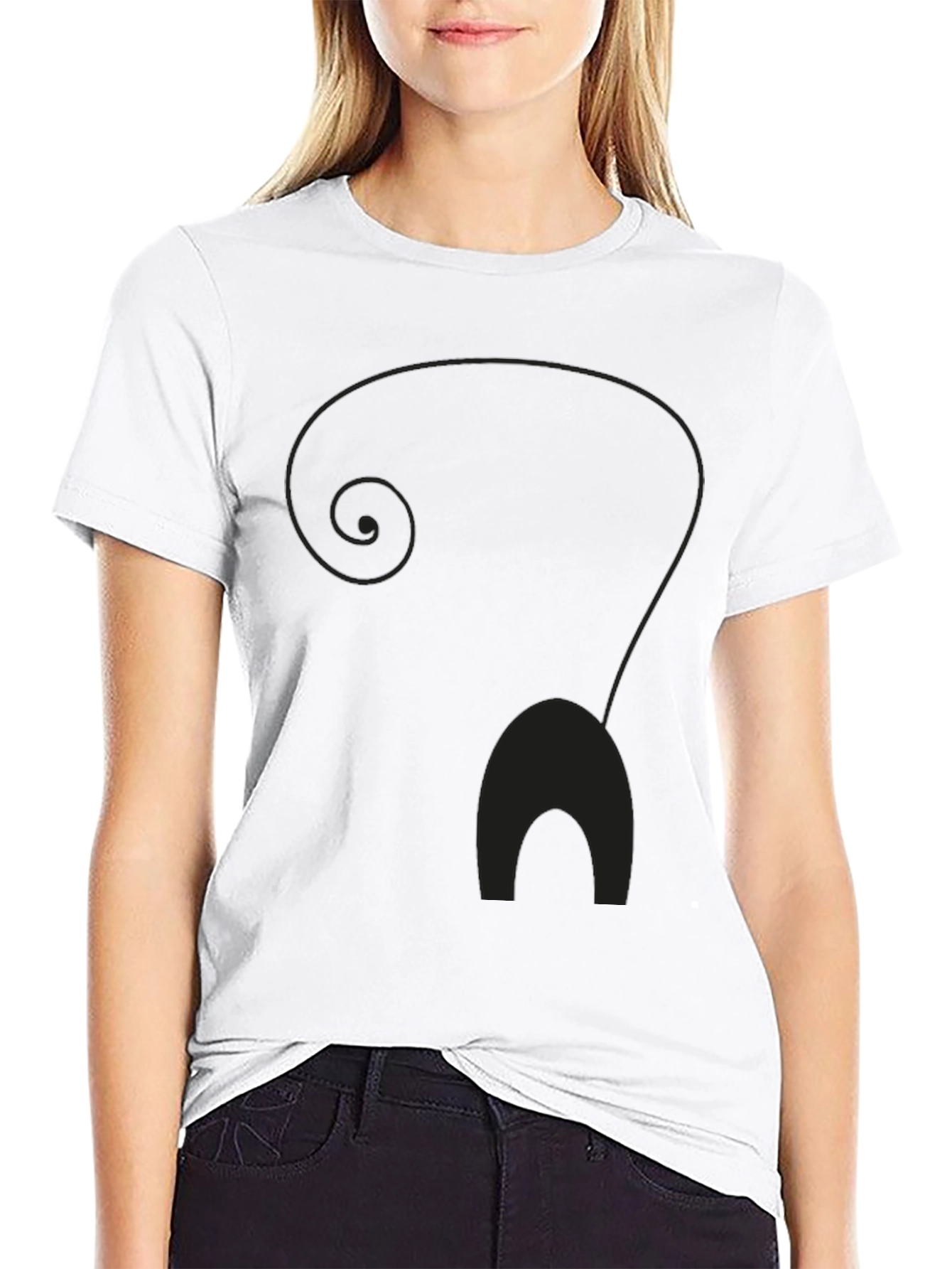 Black Men's Black Cat Silhouette Graphic T-Shirt view 9