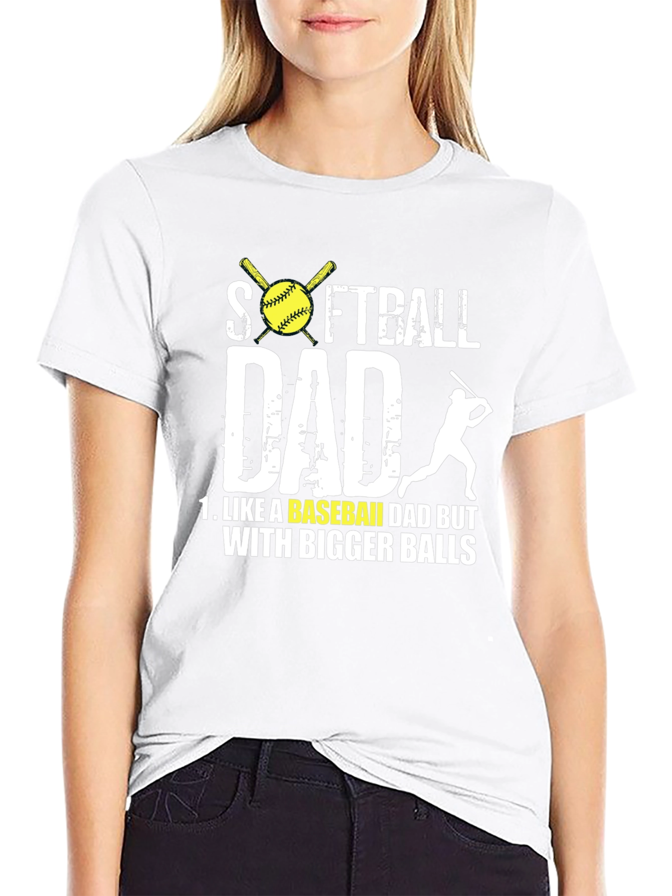 Black Softball Dad T-Shirt - Bigger Balls Tee view 9