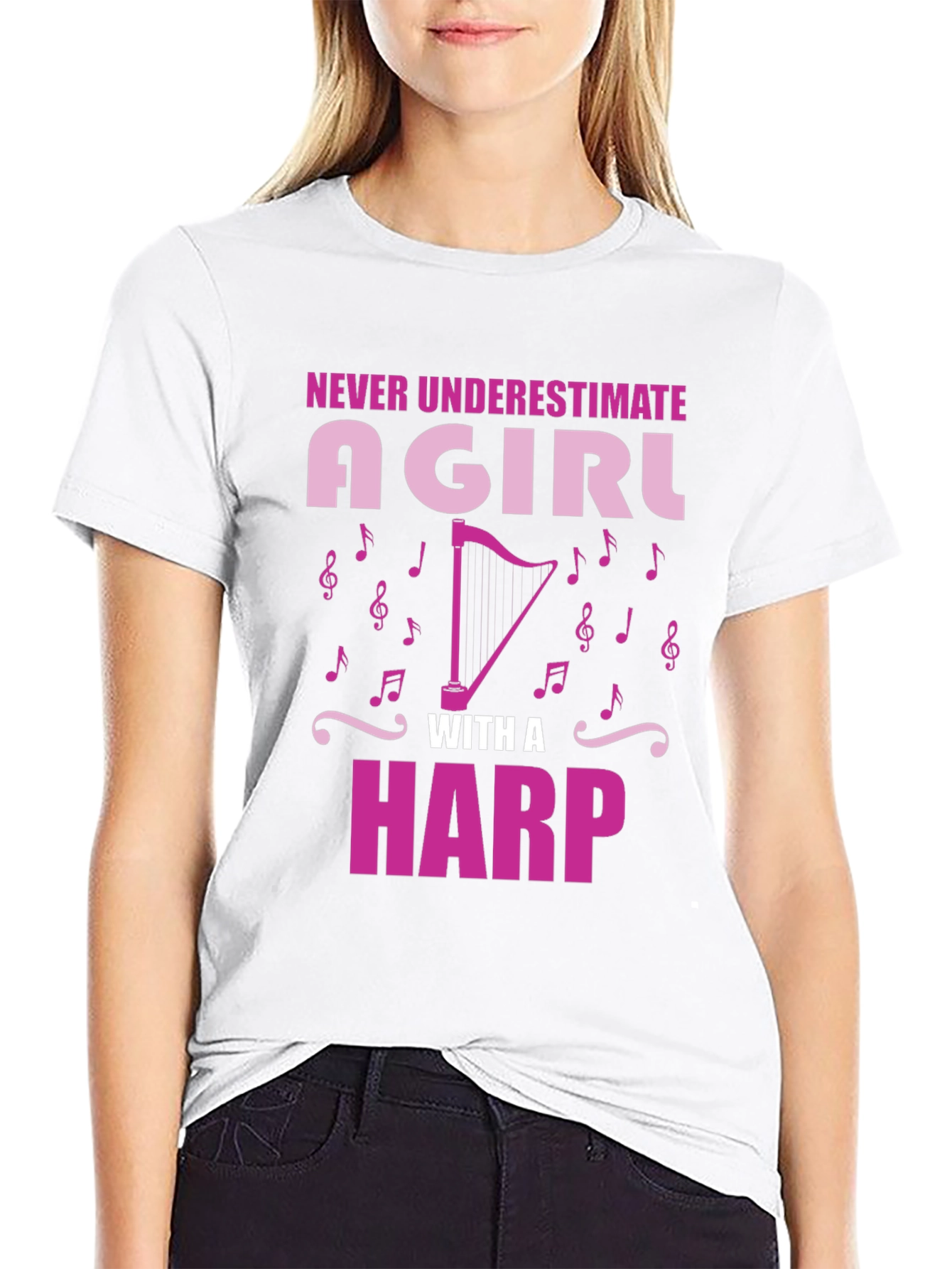 Black Never Underestimate Girl With Harp T-Shirt view 9