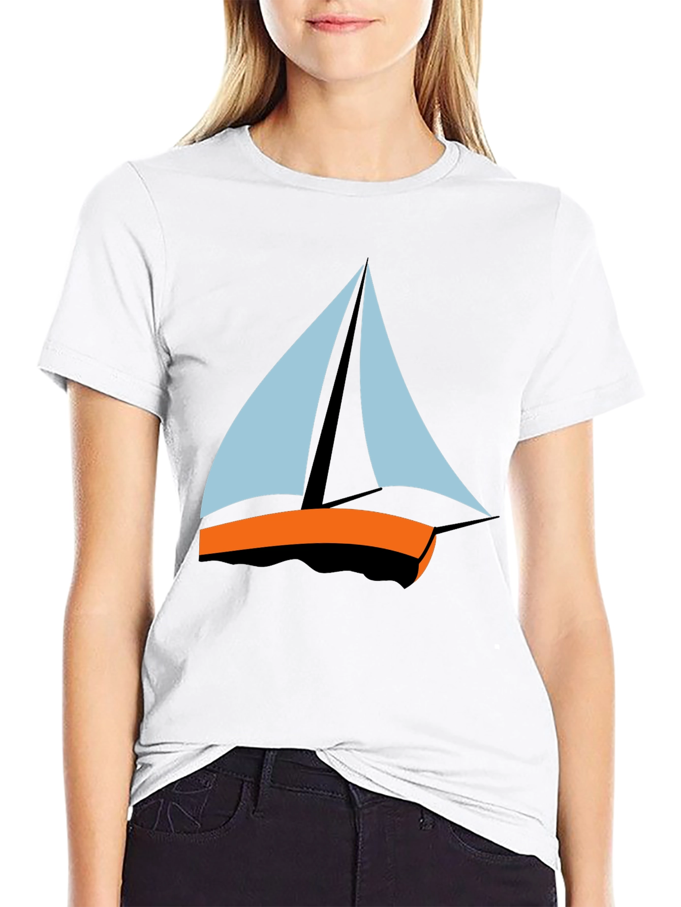 Black Men's Black T-Shirt - Sailboat Graphic Tee view 9