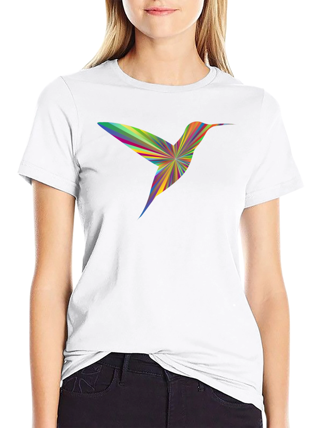 Black Rainbow Hummingbird Graphic Tee - Men's Black T-Shirt view 9