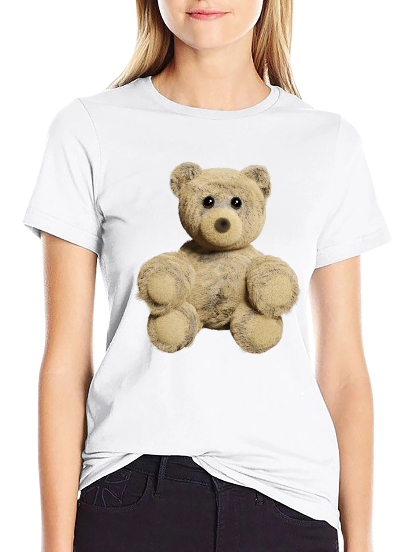 Black Teddy Bear Graphic Tee - Soft Plush Design view 9
