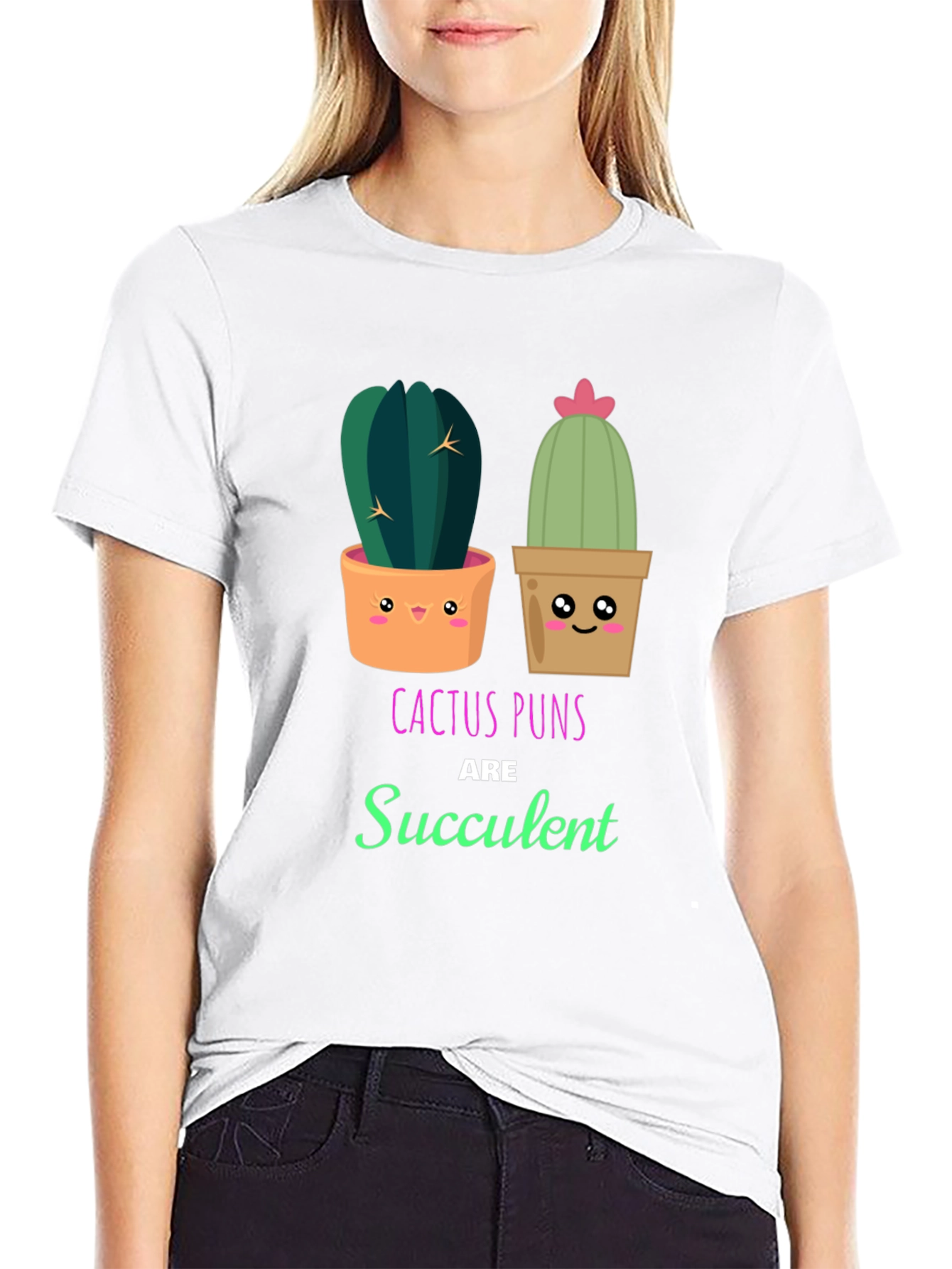 Black Cactus Pun T-Shirt - Succulent Humor view 9