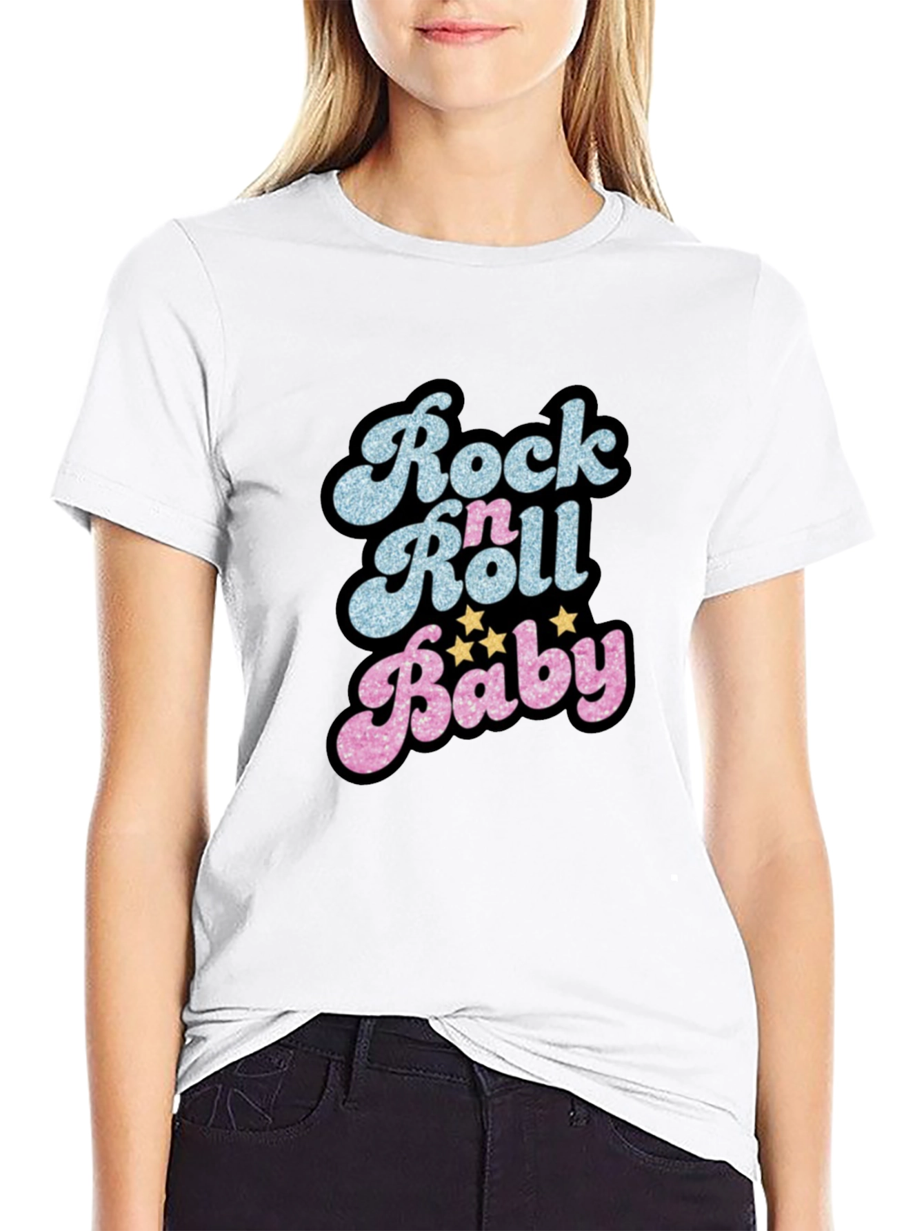 Black Rock n Roll Baby Graphic T-Shirt - Retro Style view 9