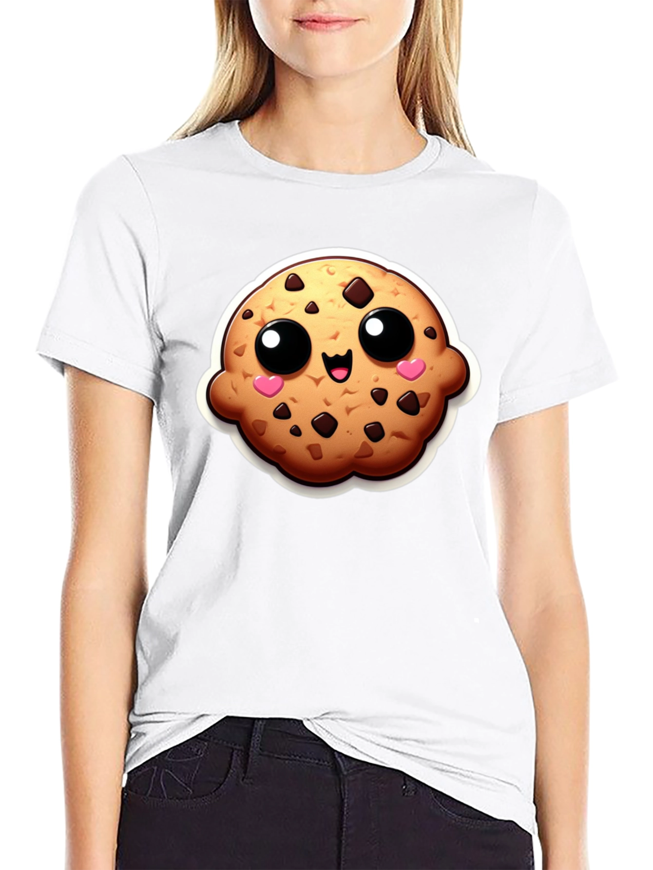 Black Cute Cookie Graphic Black T-Shirt view 9