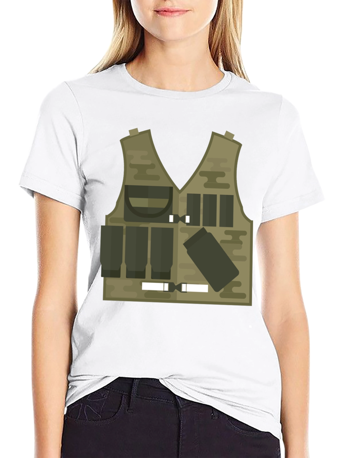 Black Tactical Vest Graphic Tee - Military Style view 9