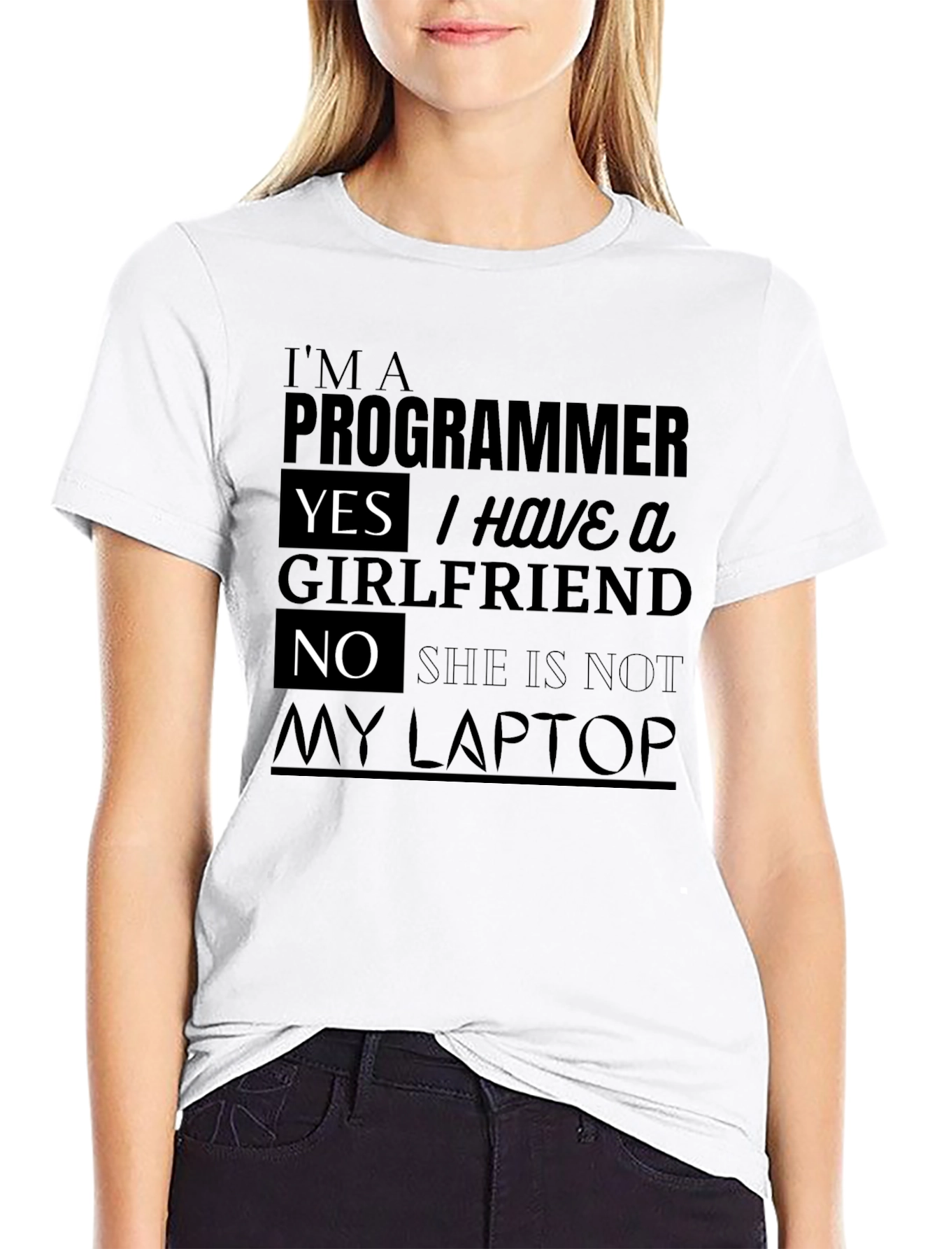 Black Funny Programmer T-Shirt: I Have a Girlfriend! view 9
