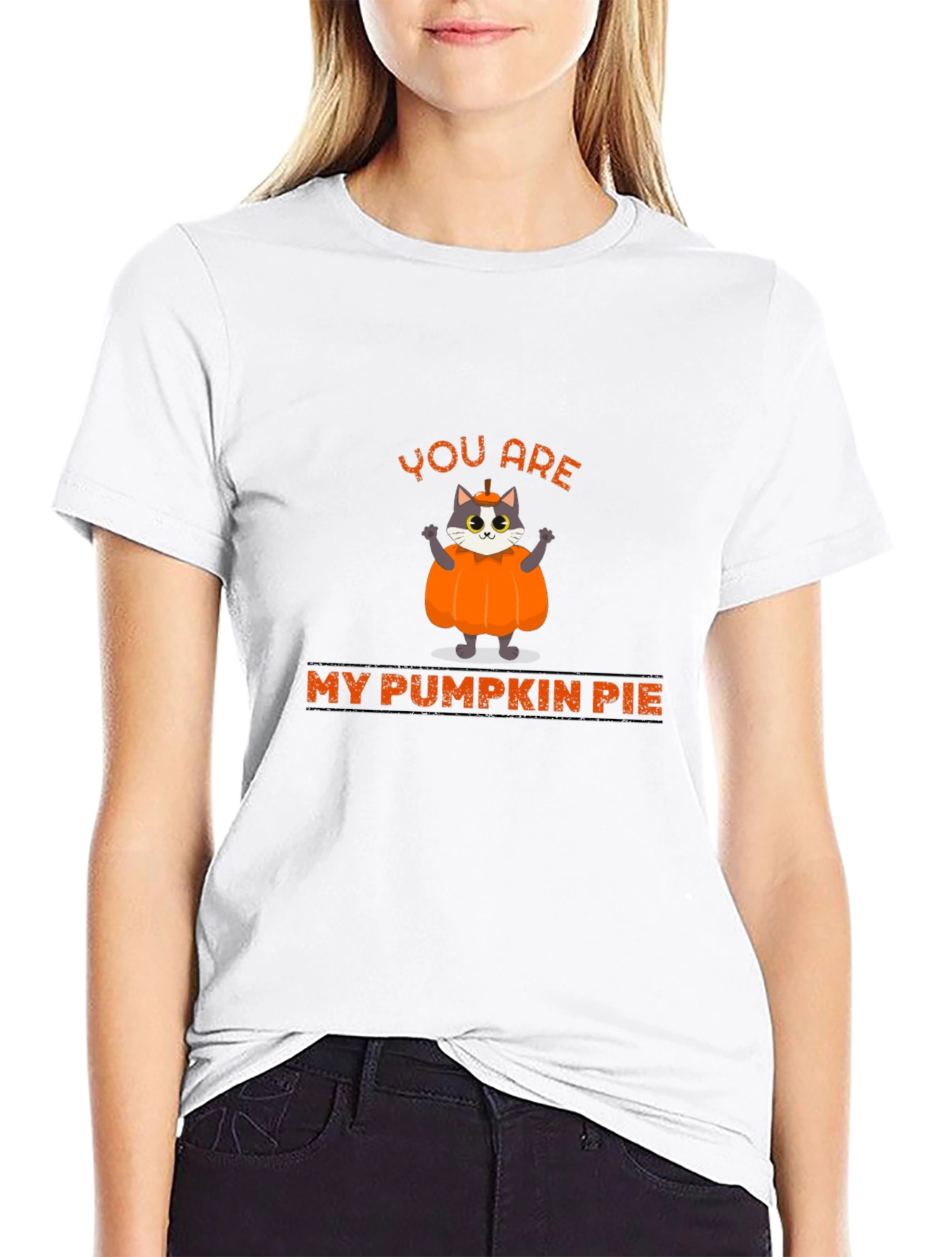 Black You are My Pumpkin Pie Cat Graphic T-Shirt view 9