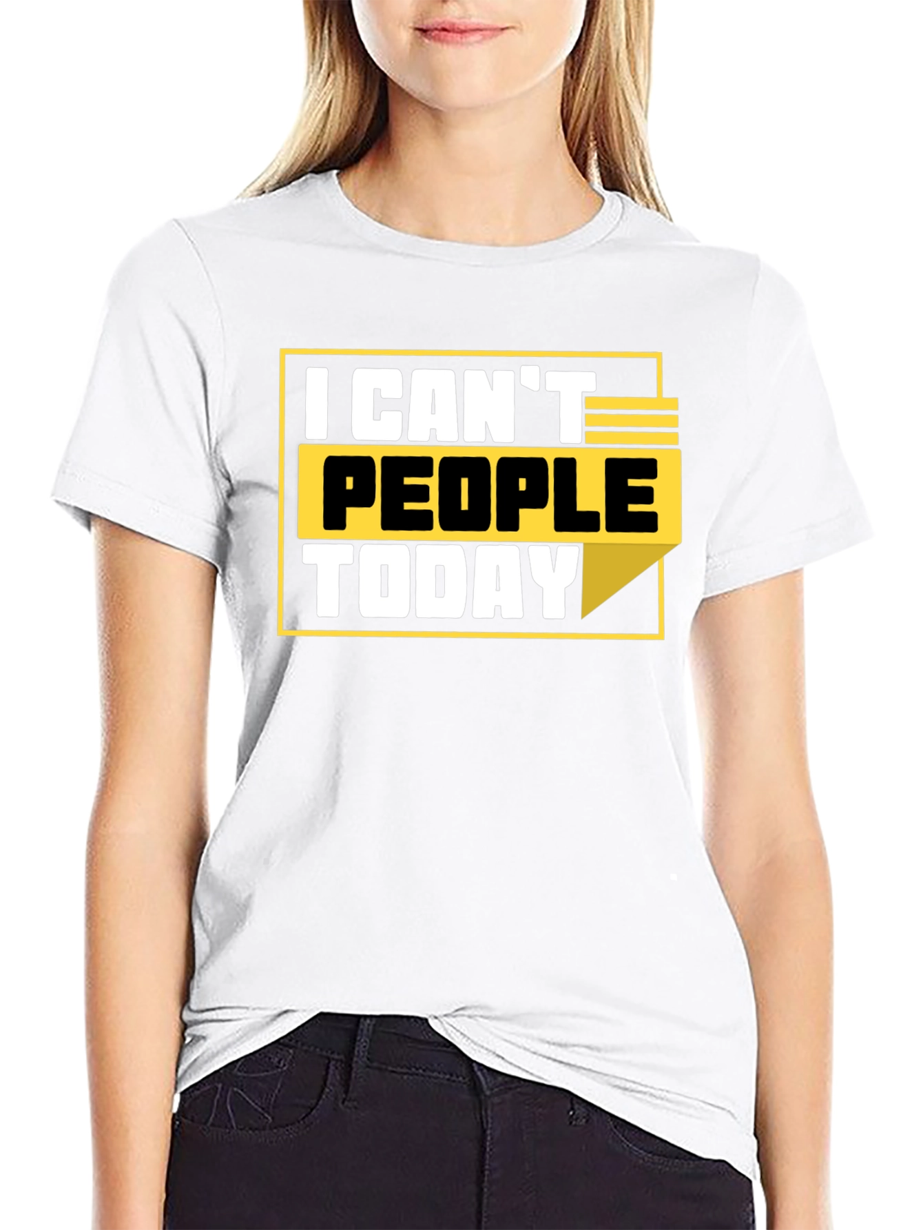 Black I Can't People Today Graphic T-Shirt view 9