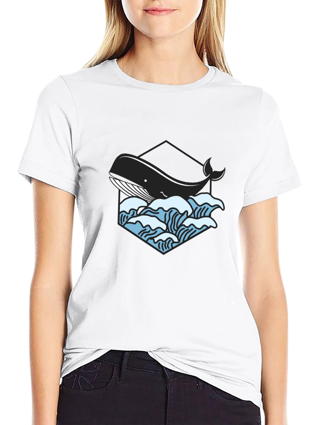 Black Whale Graphic Tee - Cool Ocean Design view 9
