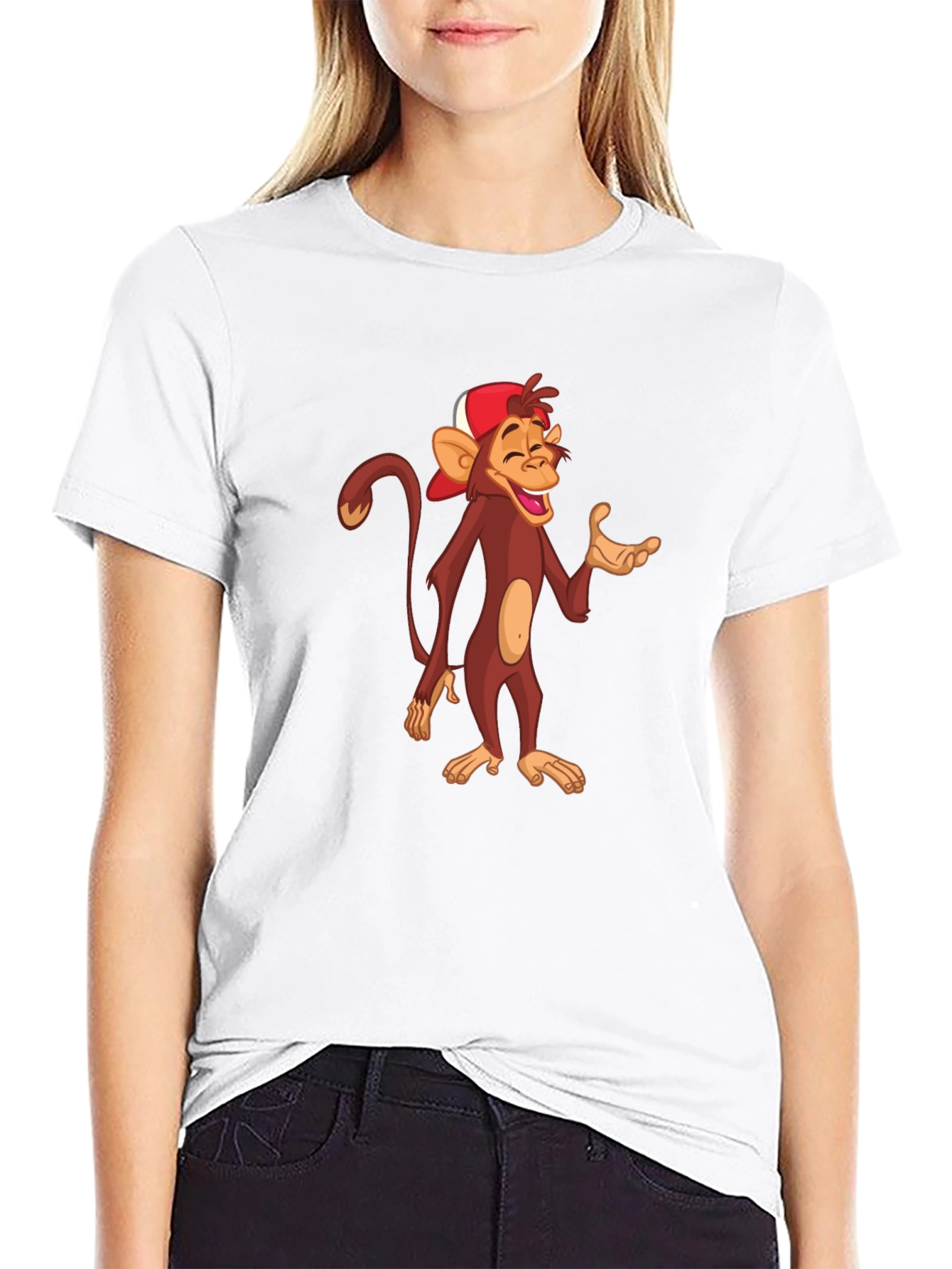 Black Cartoon Monkey Graphic T-Shirt - Casual Black Tee view 9