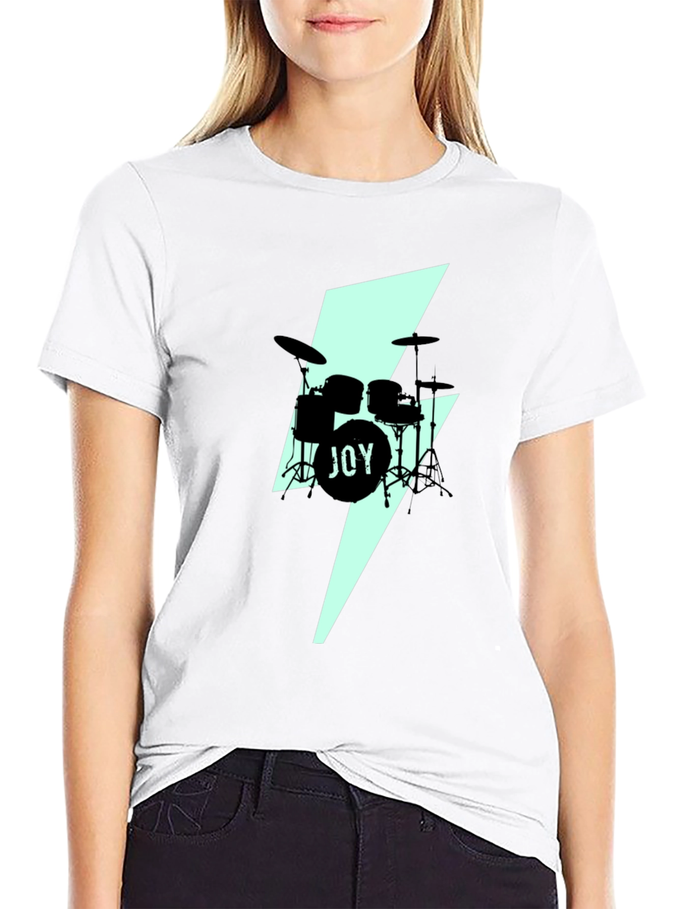 Black Joy Drums Graphic Tee - Black Crew Neck view 9