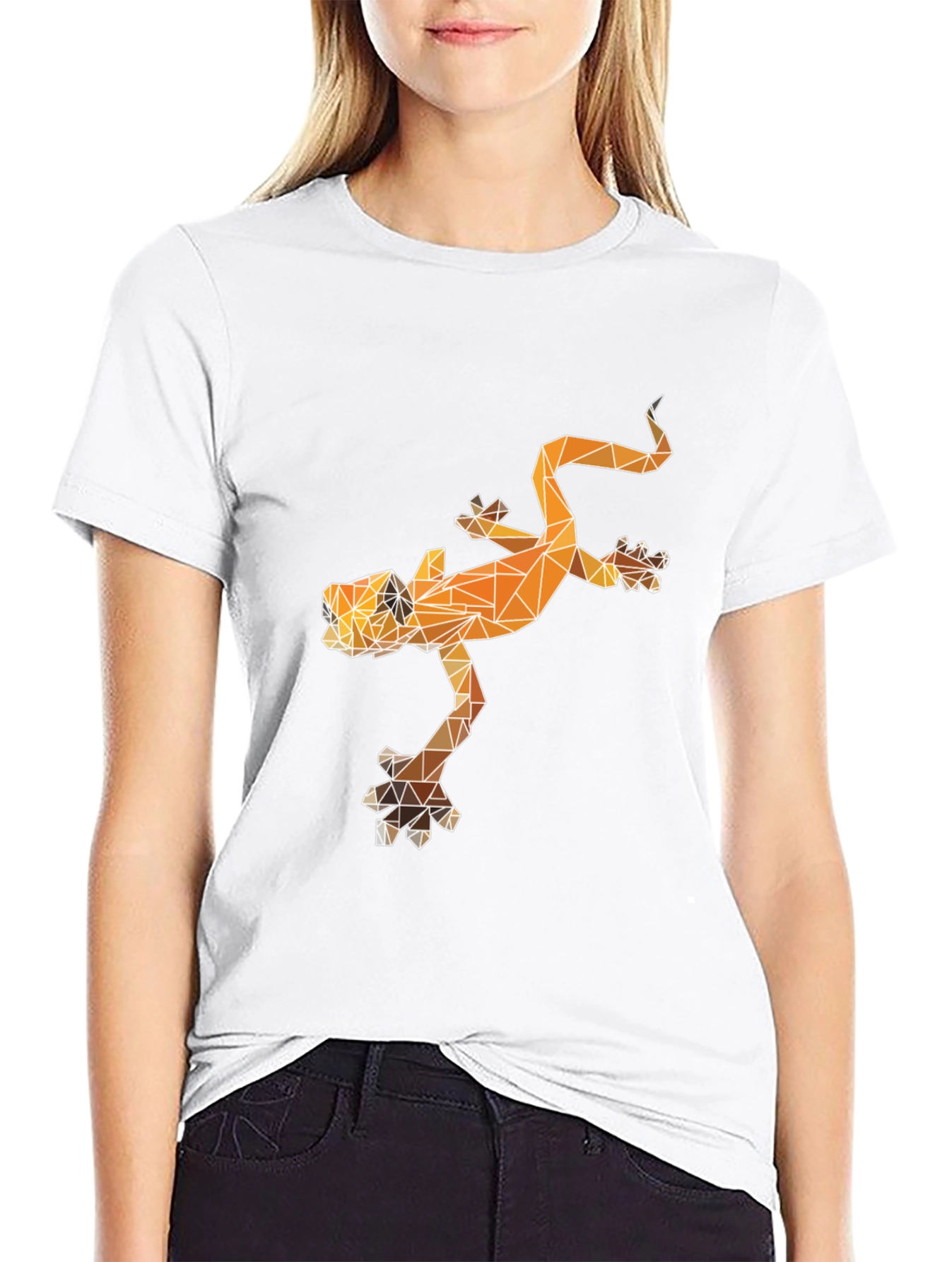 Black Geometric Lizard Graphic Tee - Black Cotton Blend view 9