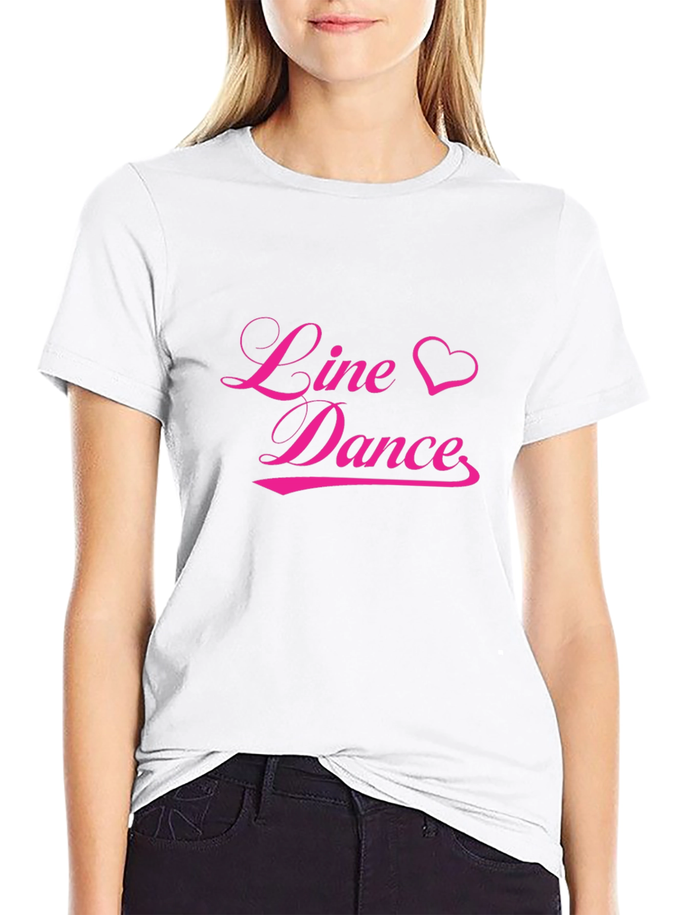 Line Dance Heart T-Shirt - Black Cotton Tee - 9