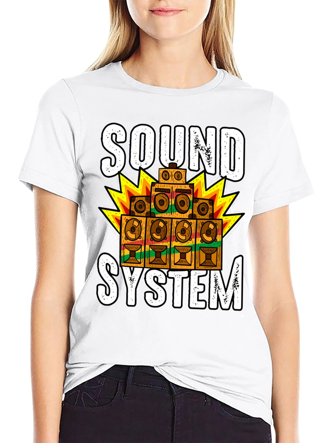 Black Sound System Graphic Tee - Reggae Music Lover Shirt view 9