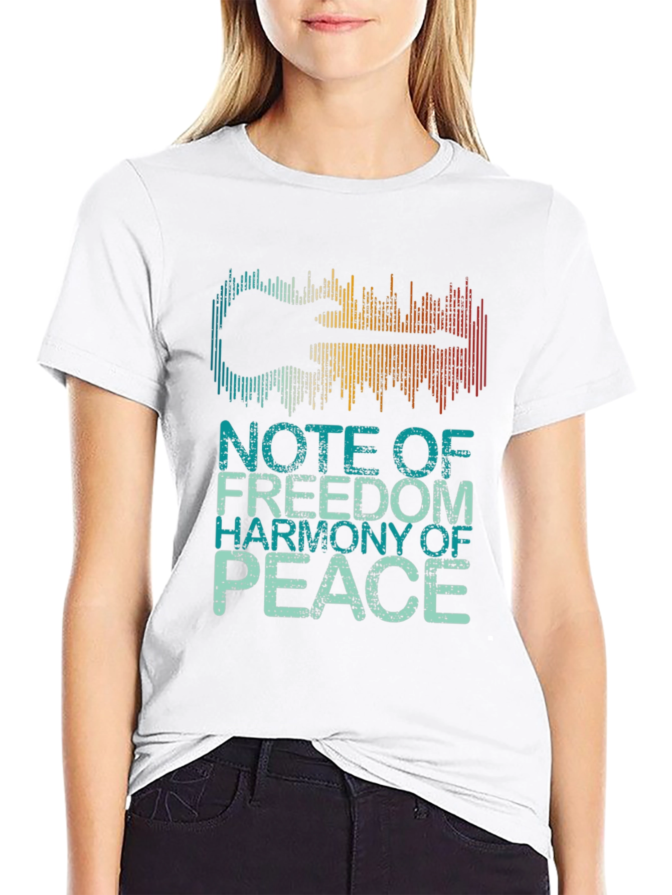 Guitar Soundwave Graphic Tee - Freedom, Harmony, Peace - 9