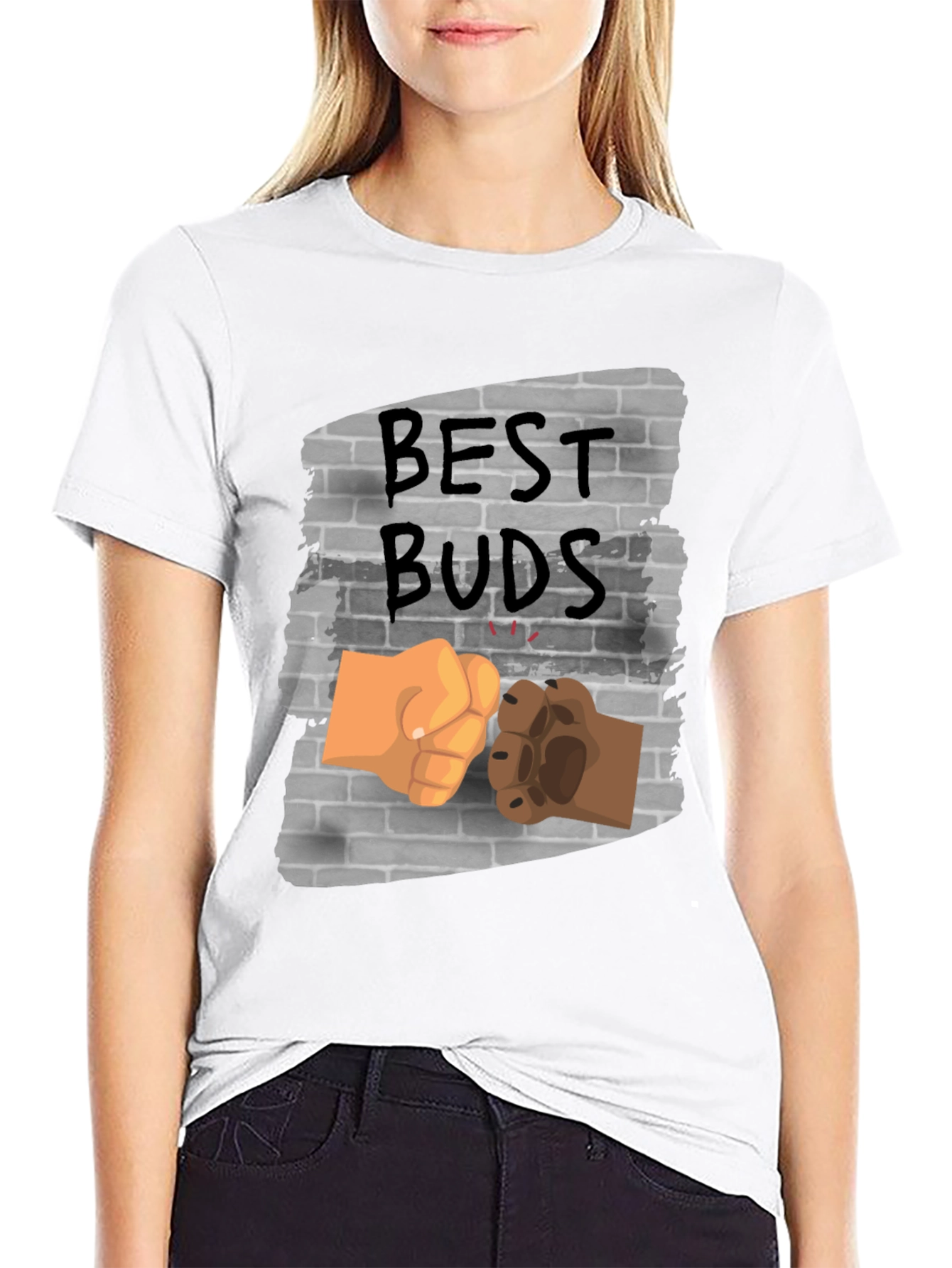 Black Best Buds Fist Bump Graphic Tee view 9