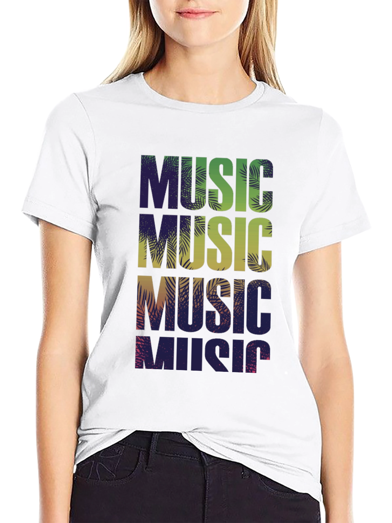 Black Tropical Music Vibes Graphic Tee view 9