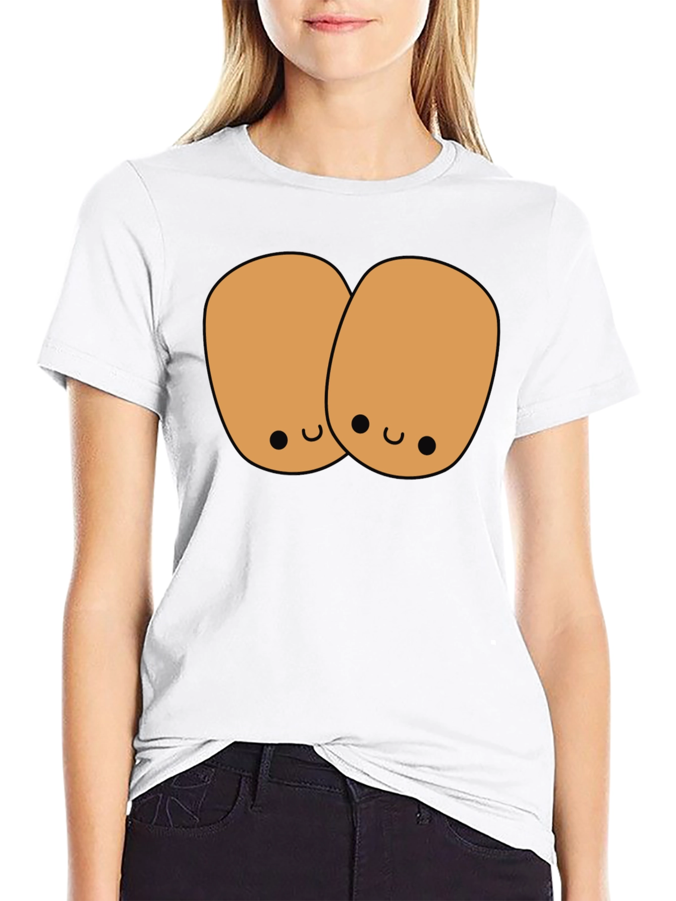 Black Cute Potato Duo Black T-Shirt view 9