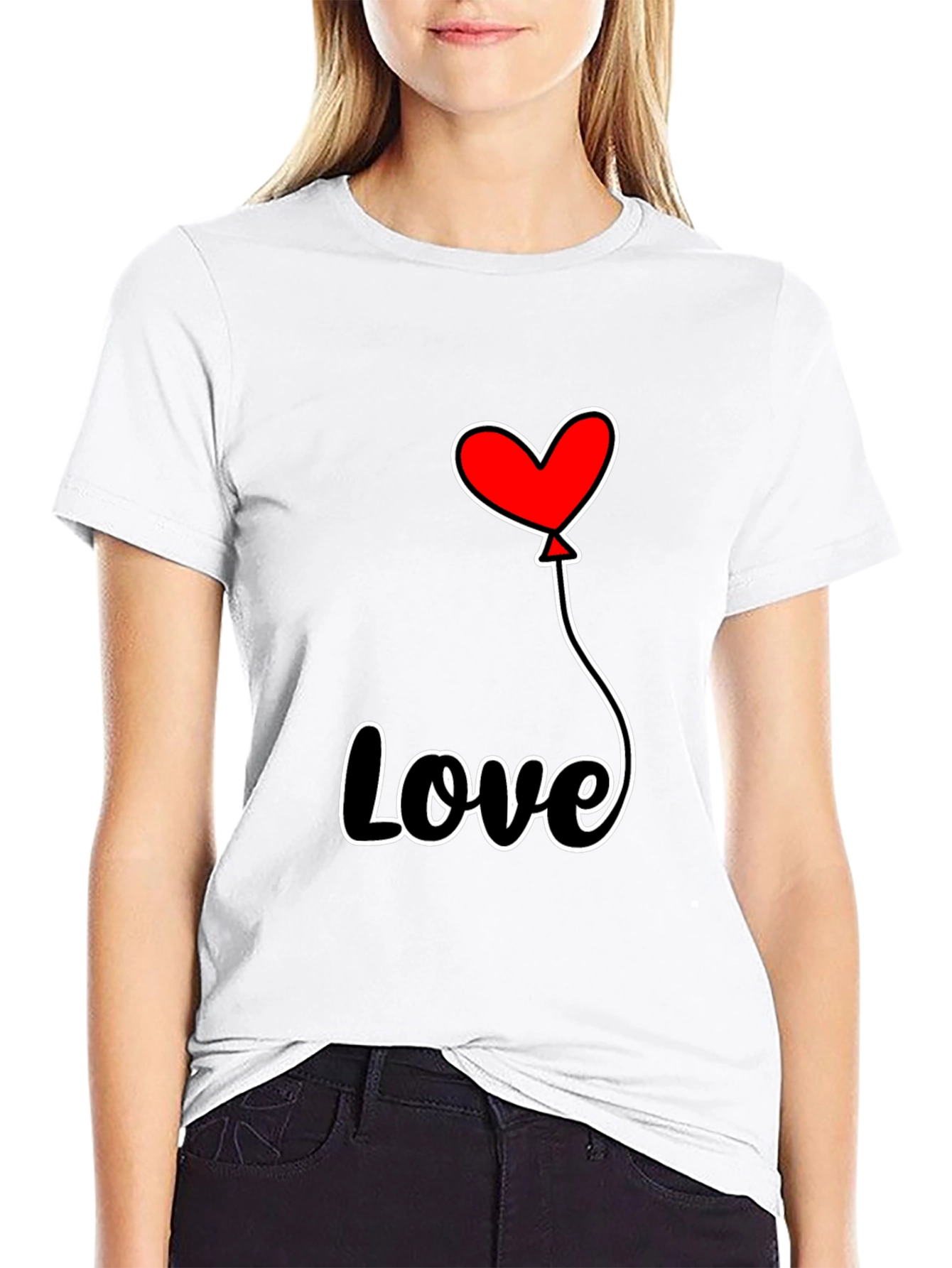 Black Love Heart Balloon Graphic Tee view 9