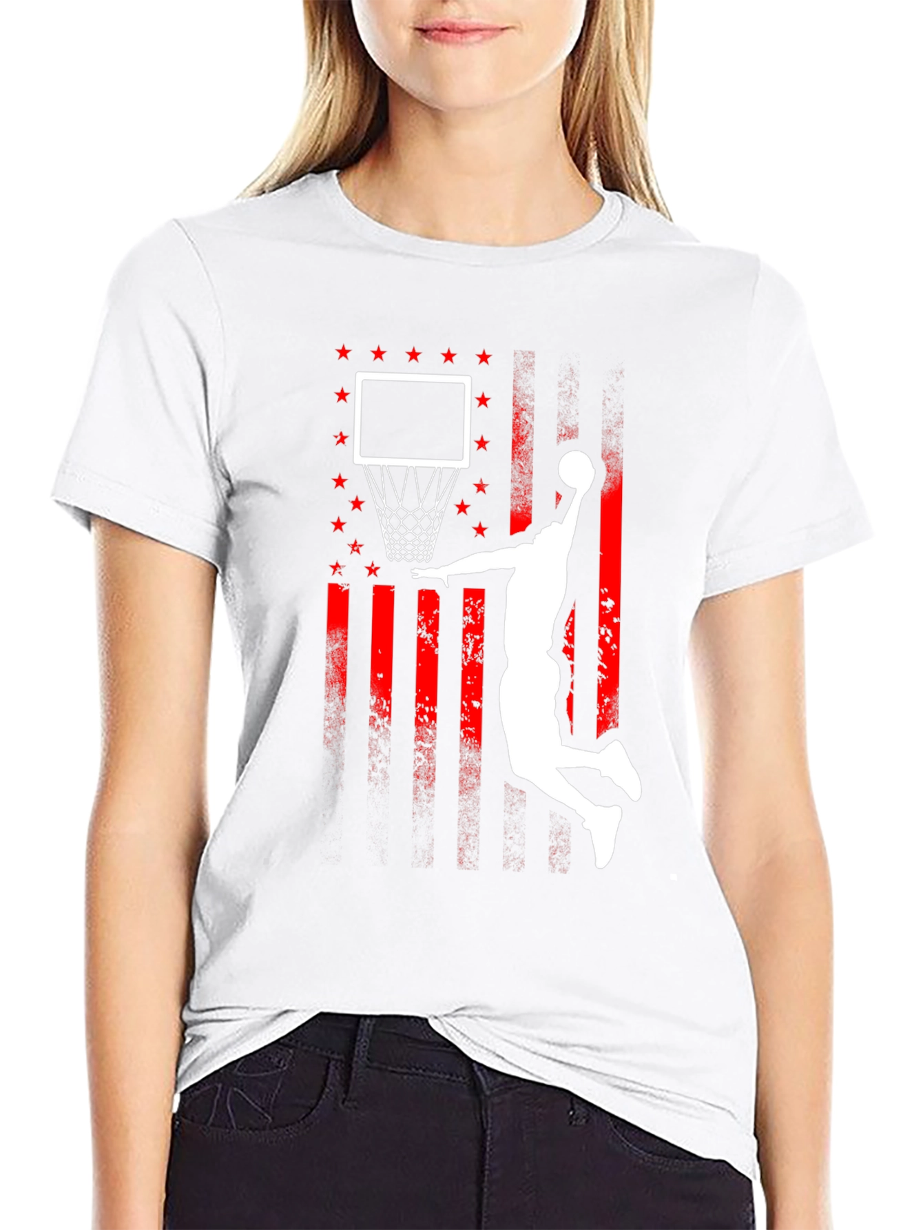Basketball Dunk USA Flag Graphic T-Shirt - 9