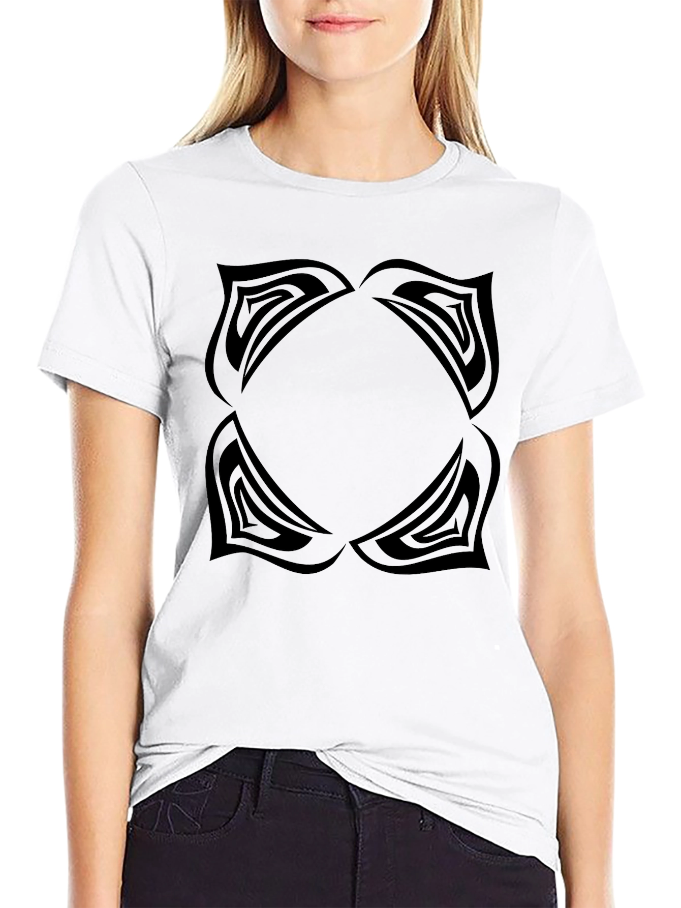 Black Men's Black Graphic Tee - Abstract Lotus Design view 9