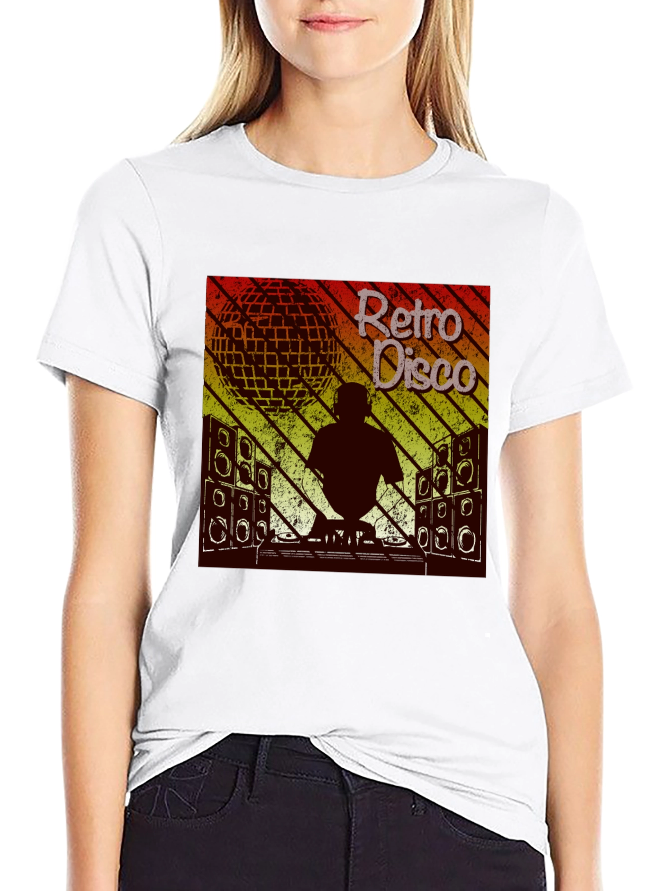 Black Retro Disco DJ Graphic T-Shirt view 9