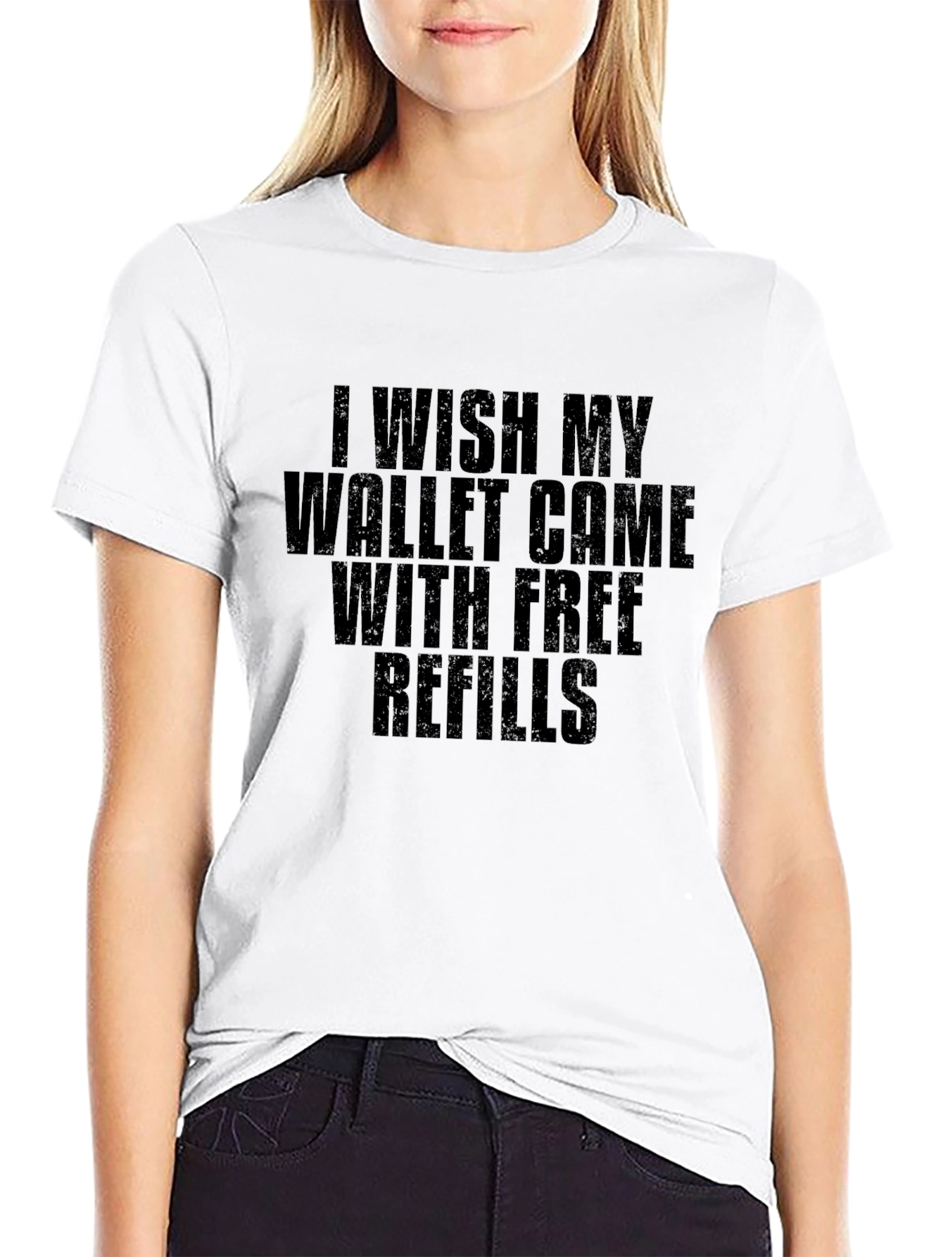 Black Wish My Wallet Came With Free Refills T-Shirt view 9