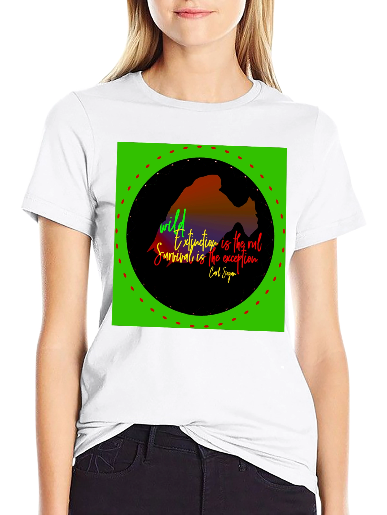 Black Nature Quote T-Shirt - Wild Extinction Carl Sagan view 9