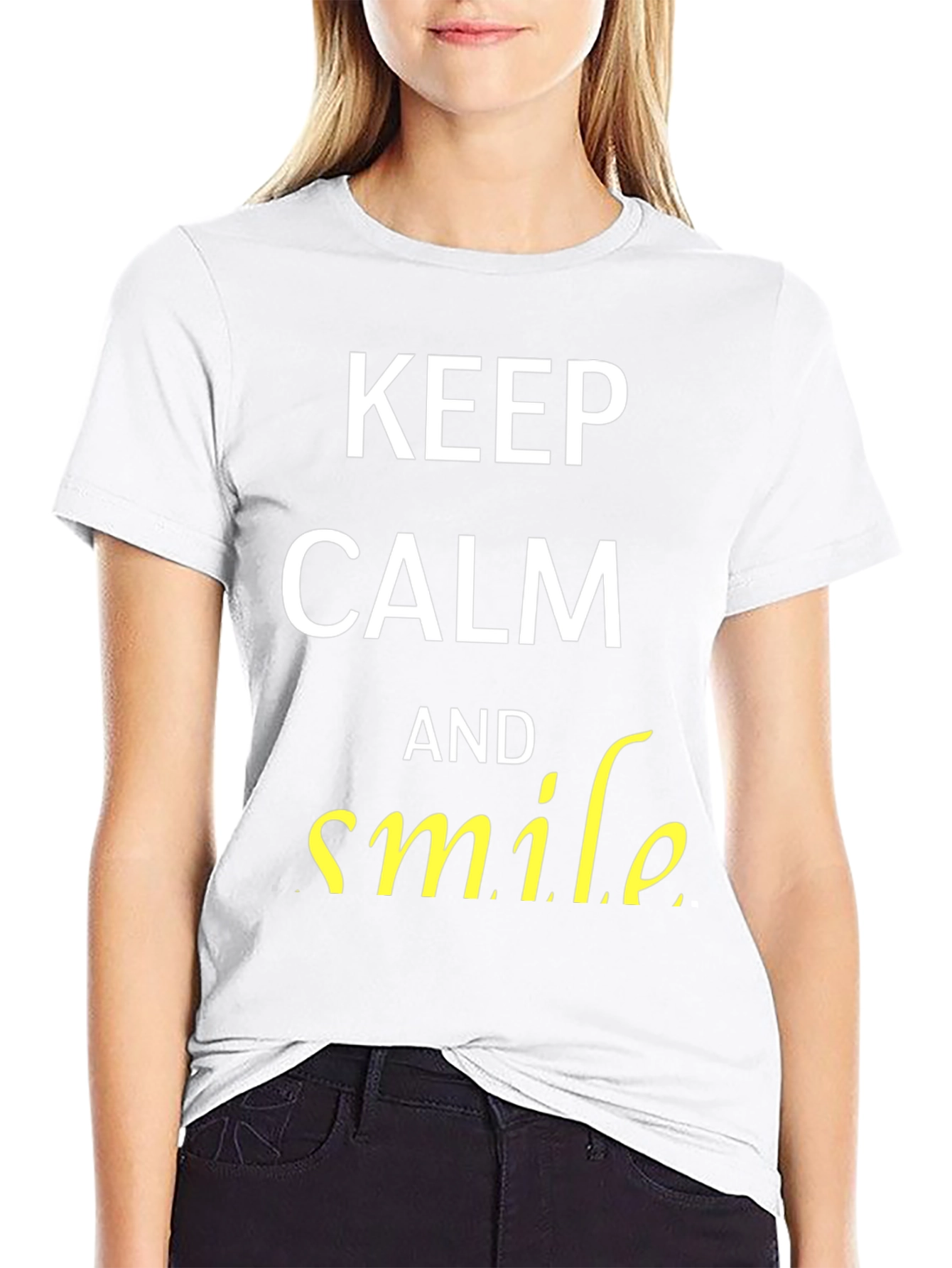 Black Keep Calm and Smile Men's Graphic Tee view 9