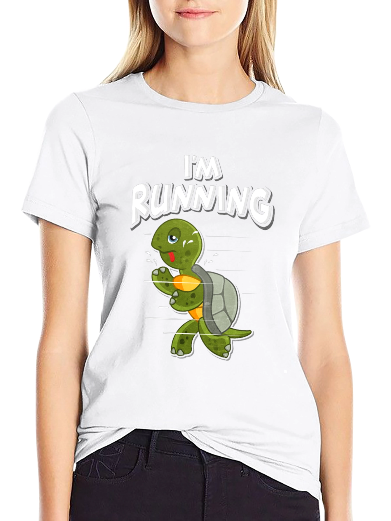 Black Running Turtle Graphic Tee - Fun Novelty Shirt view 9