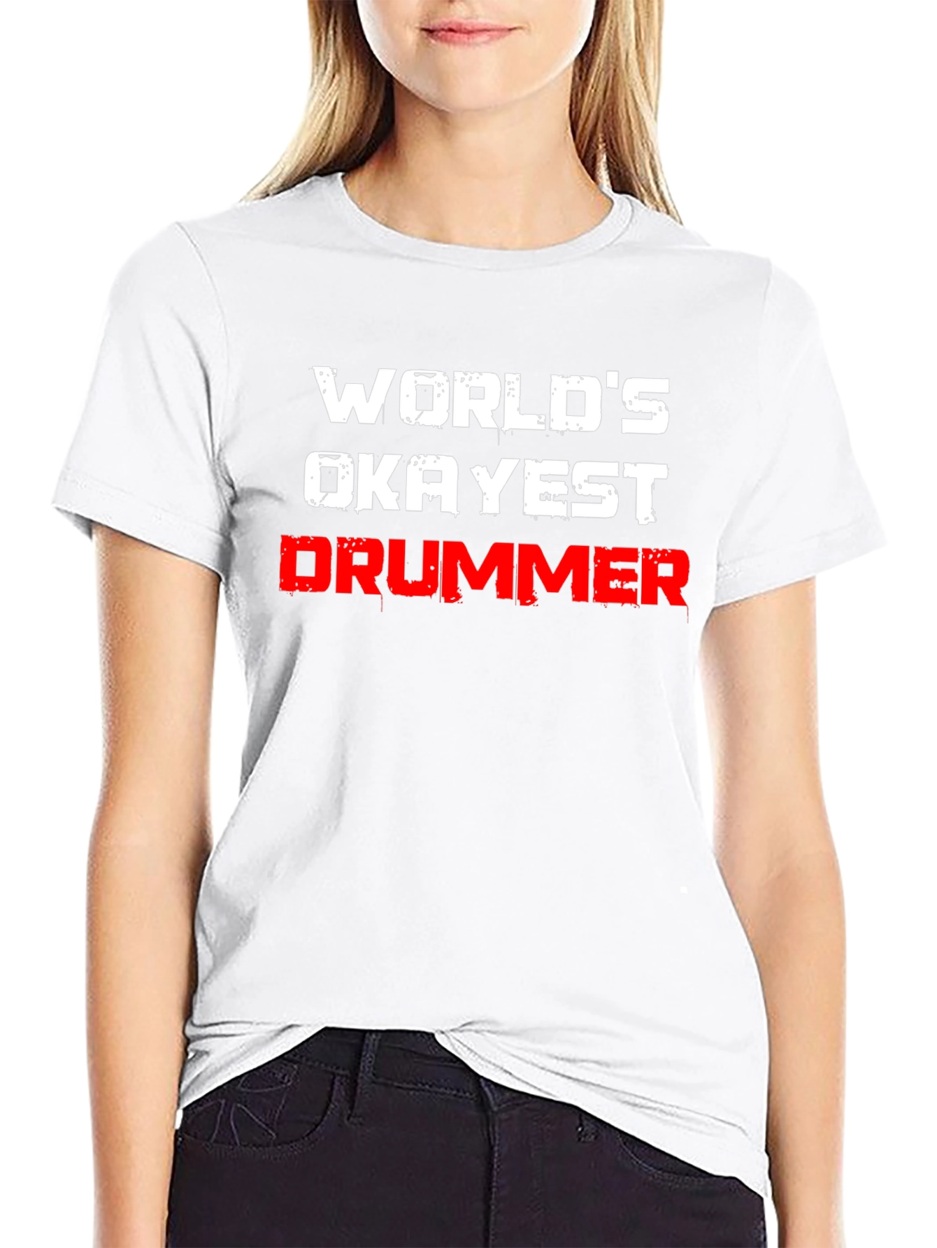 Black World's Okayest Drummer T-Shirt - Black view 9