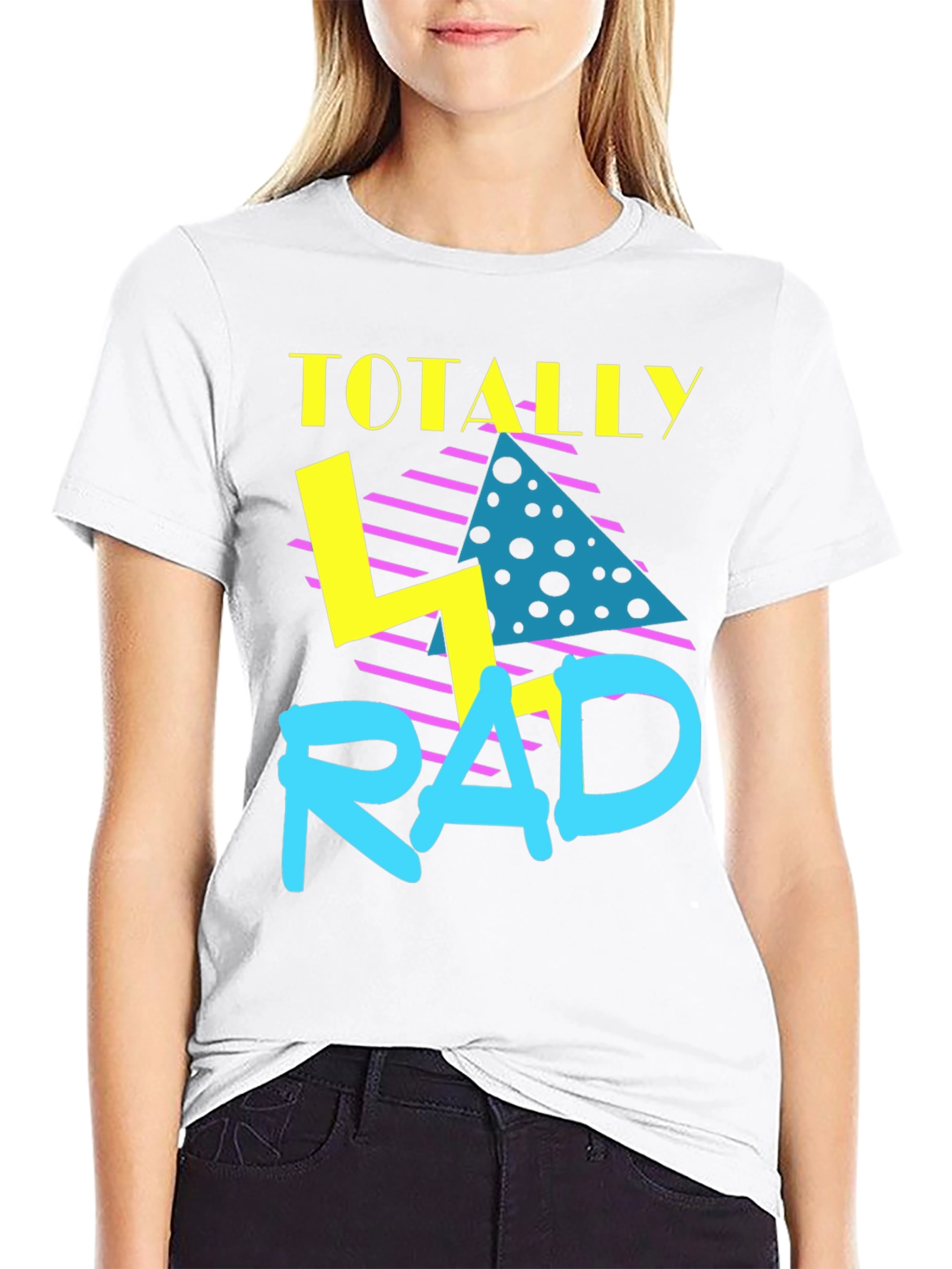 Black Totally Rad Retro Graphic Tee - 80s Throwback T-Shirt view 9