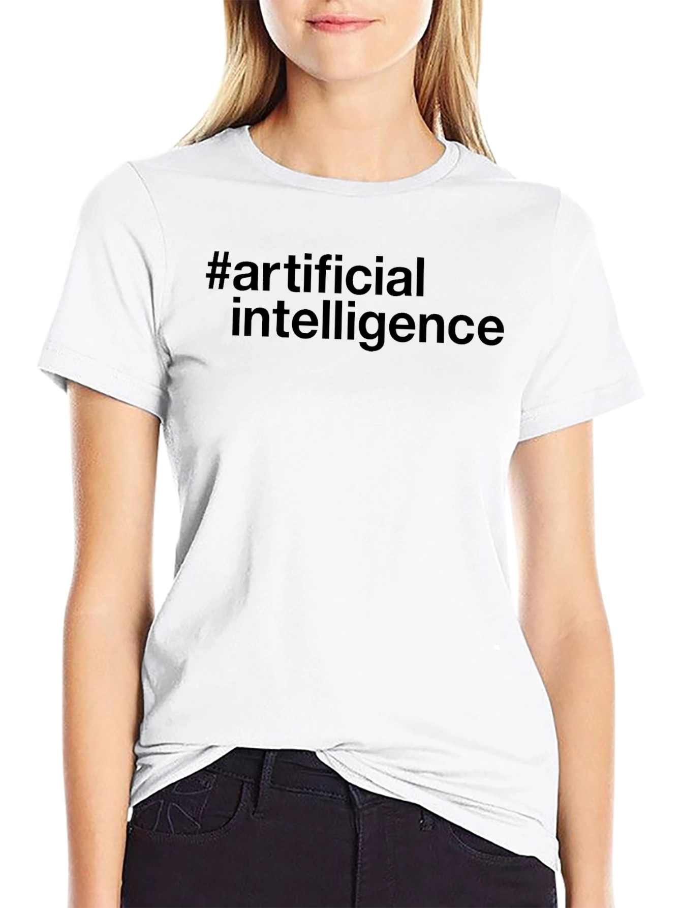 Black Artificial Intelligence Hashtag T-Shirt view 9