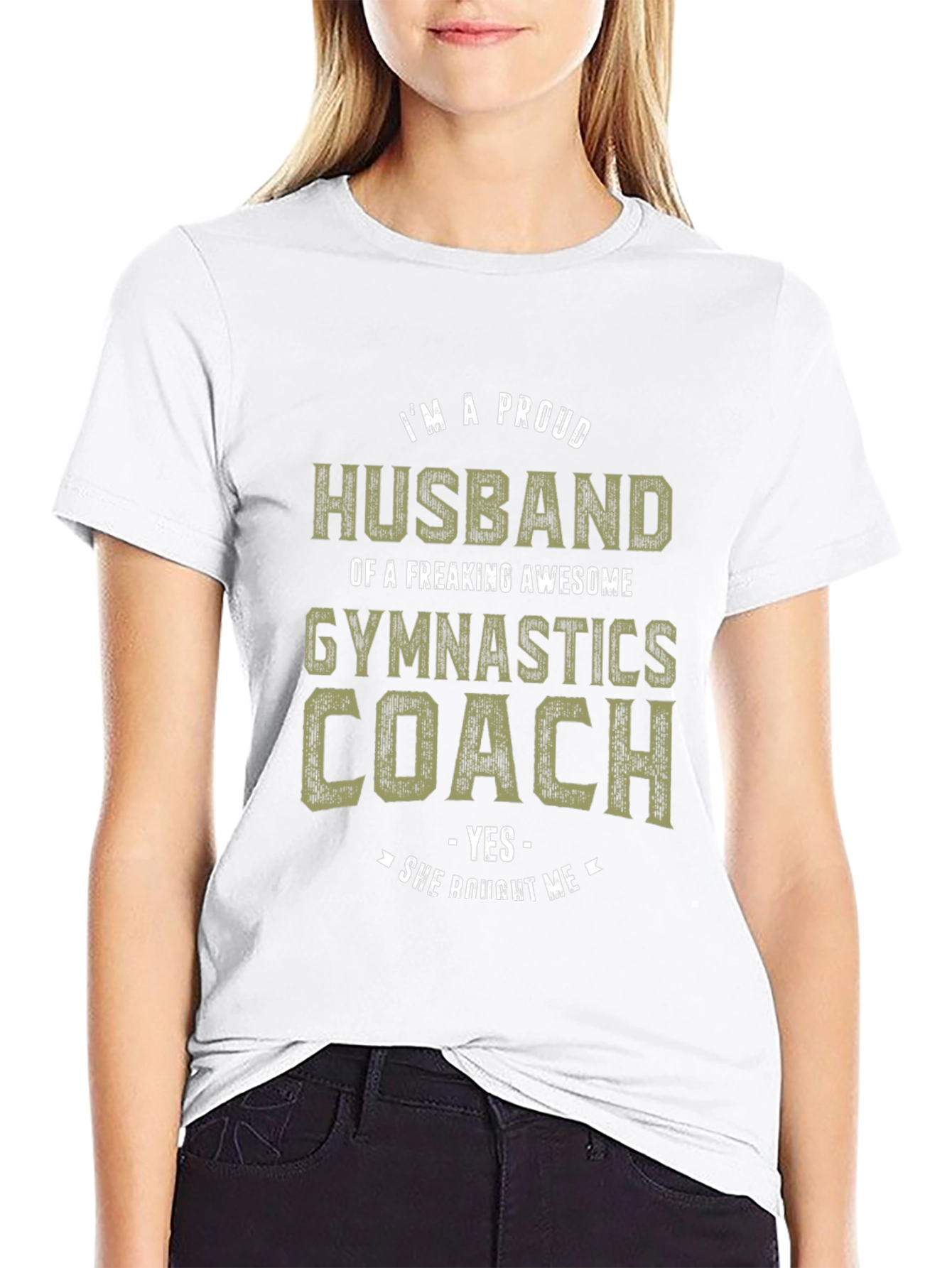 Black Proud Husband Gymnastics Coach Graphic Tee view 9