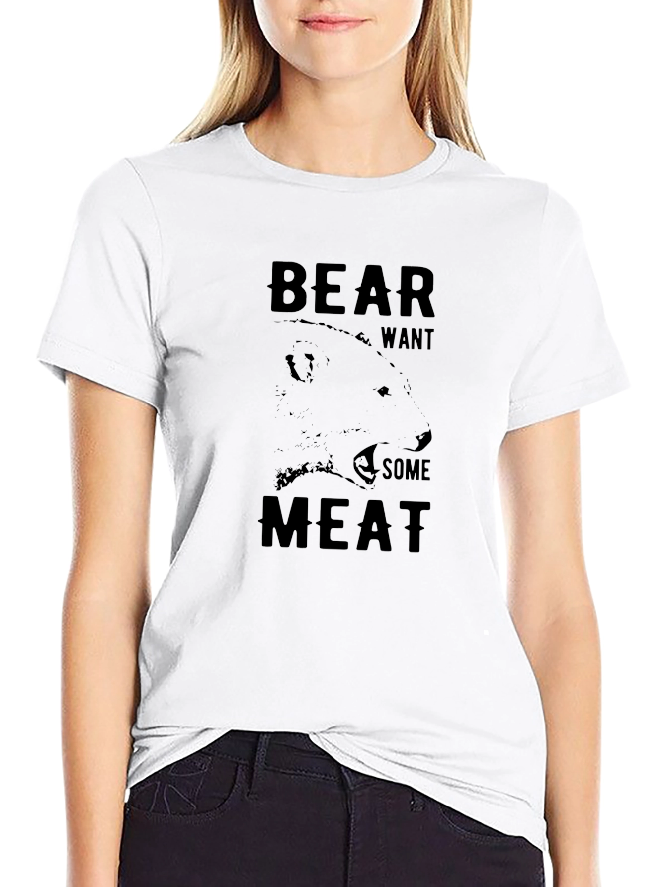 Black Bear Want Some Meat Graphic T-Shirt view 9